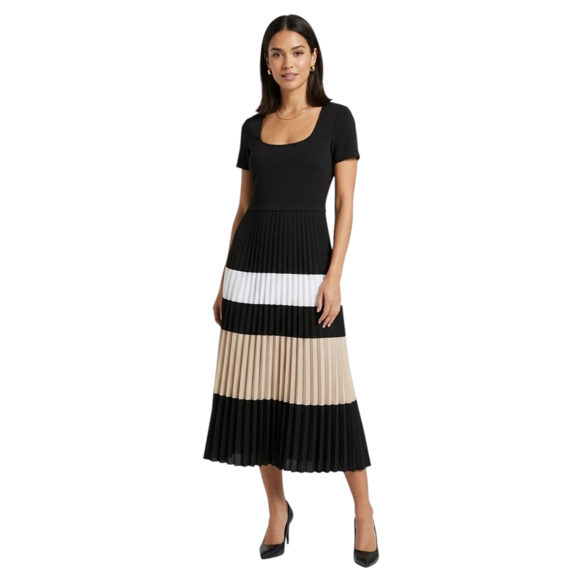 Women's Colorblocked Dress,Black