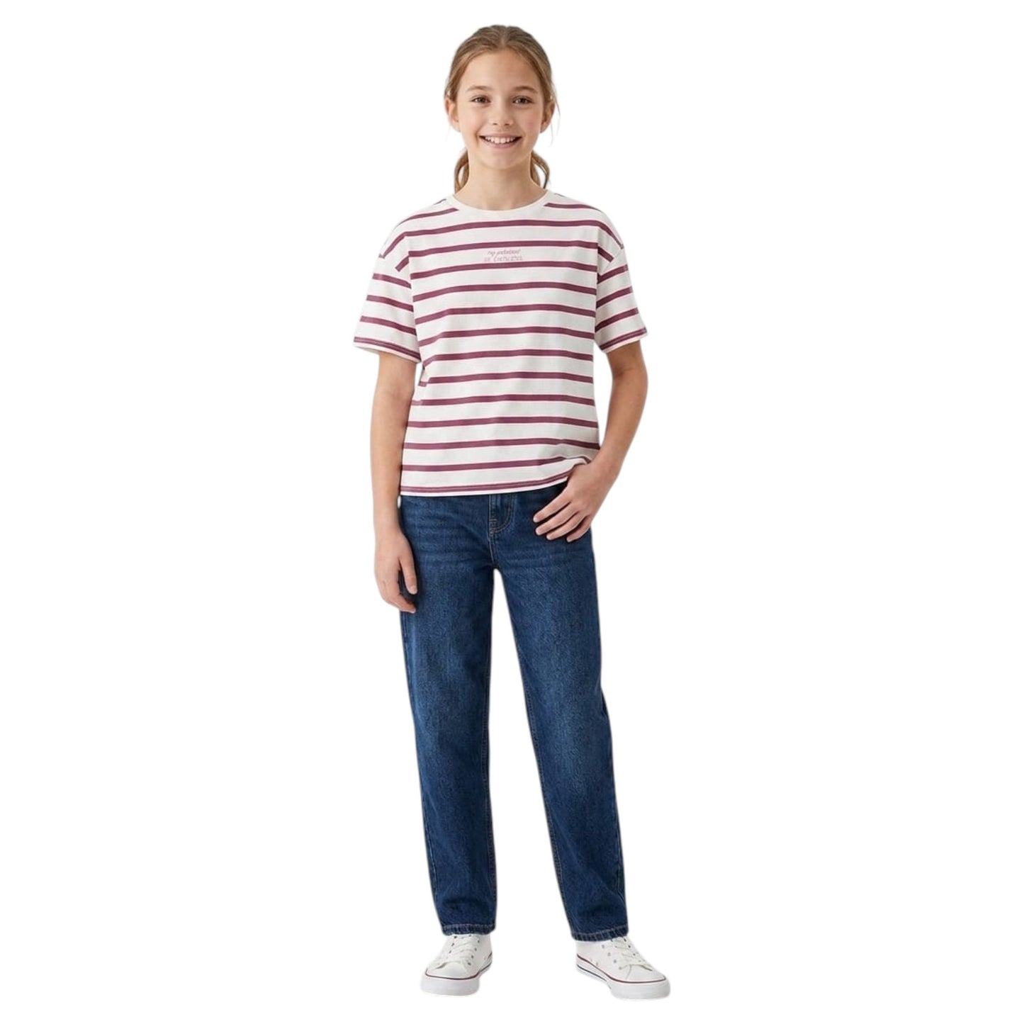 Kids Girl's Stripped Top,White