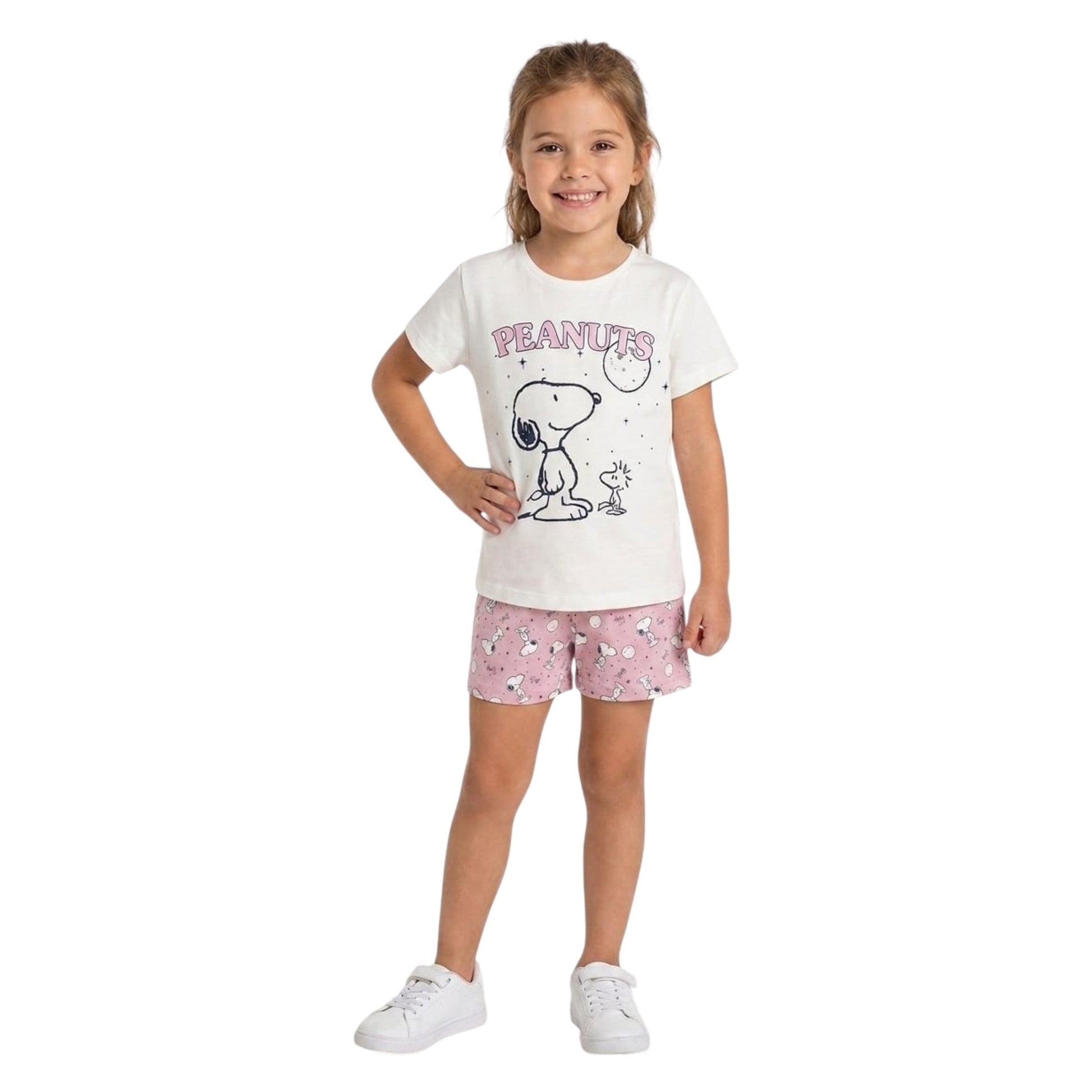 Kids Girl's Printed Set Top&Short,White