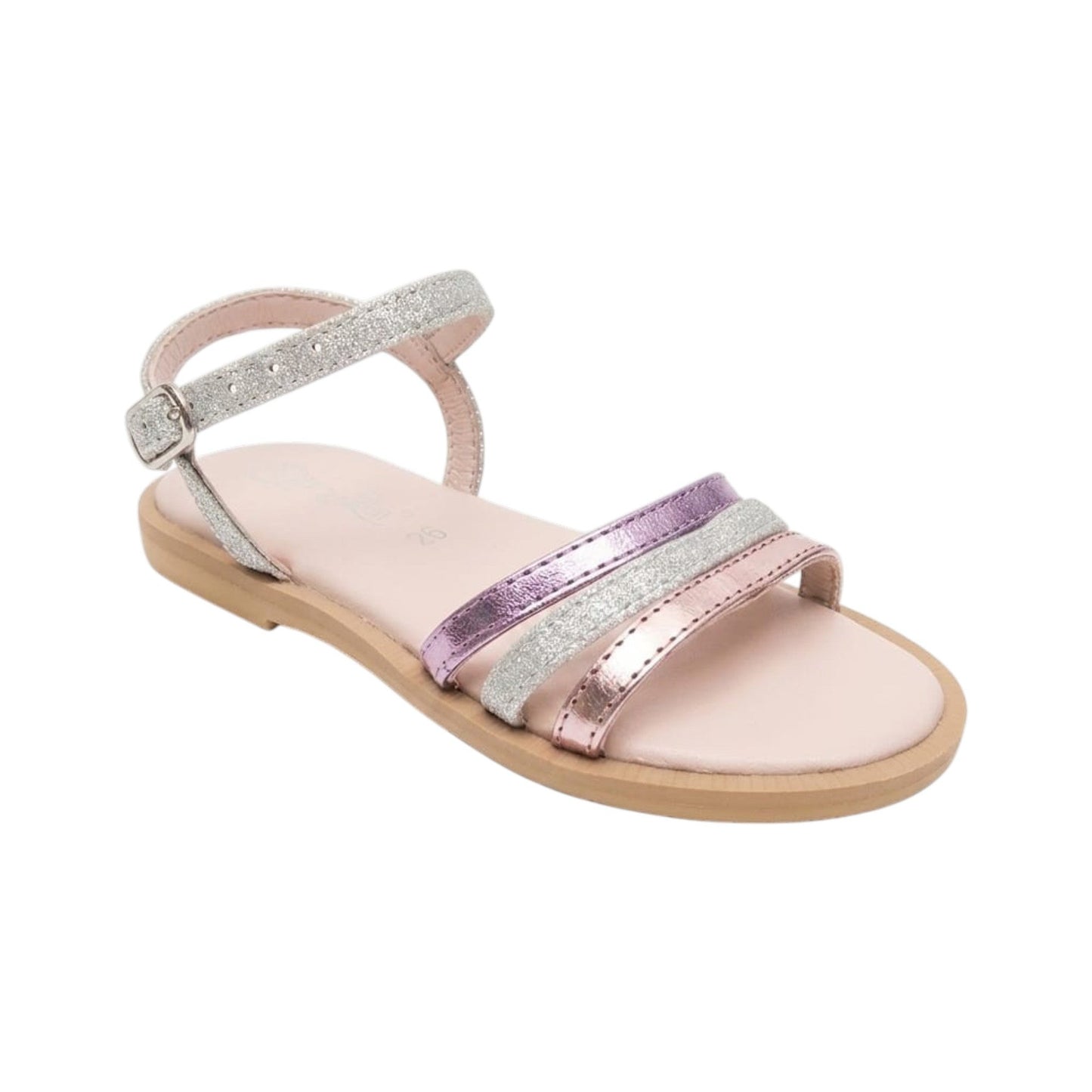 Kids Girl's Ribbed Glitter Sandals,Multi