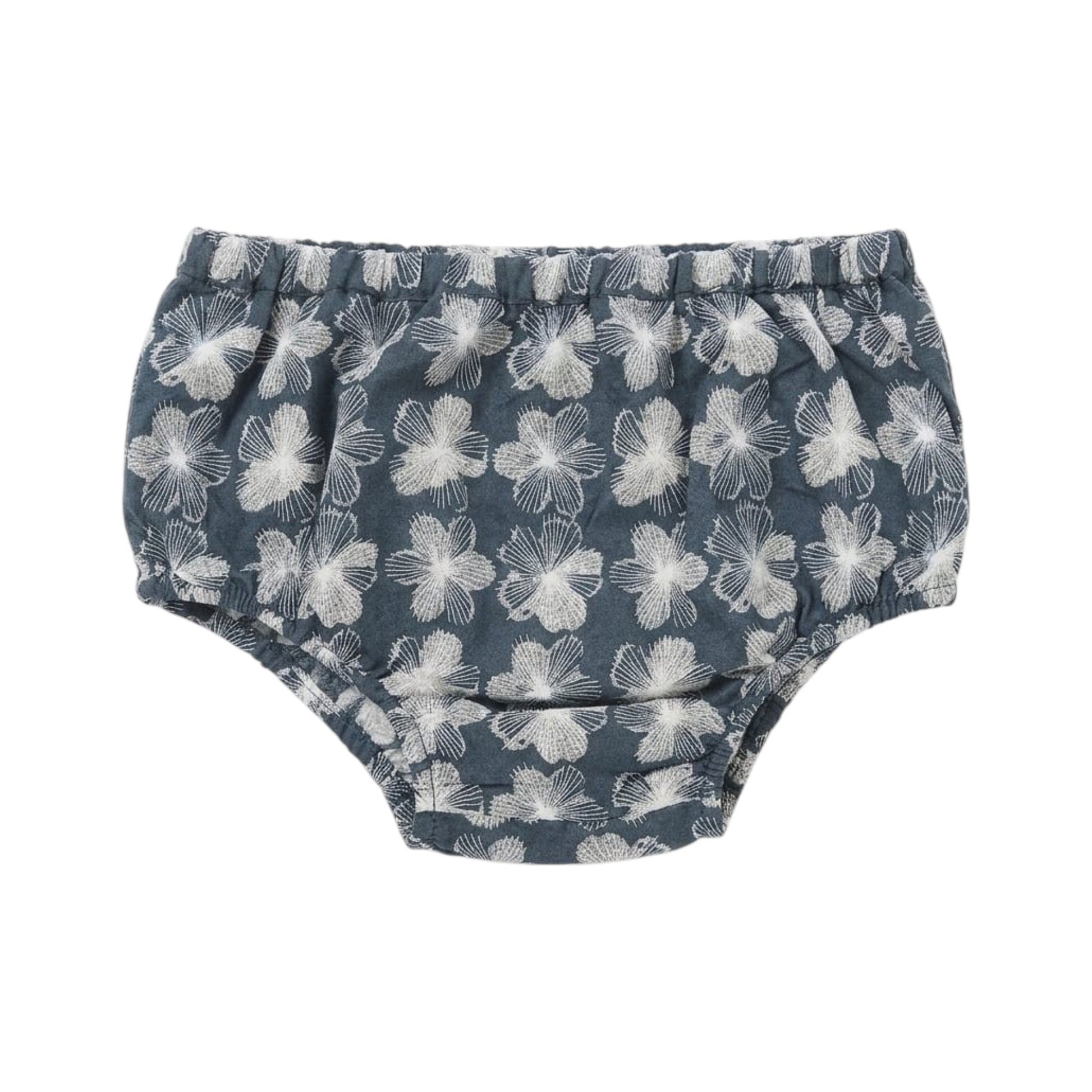 Kids Girl's Floral Embroidered Slilp,Navy