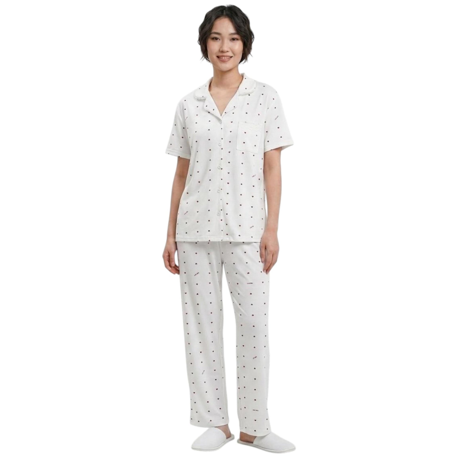 Women's Printed Sleepwear Set,White