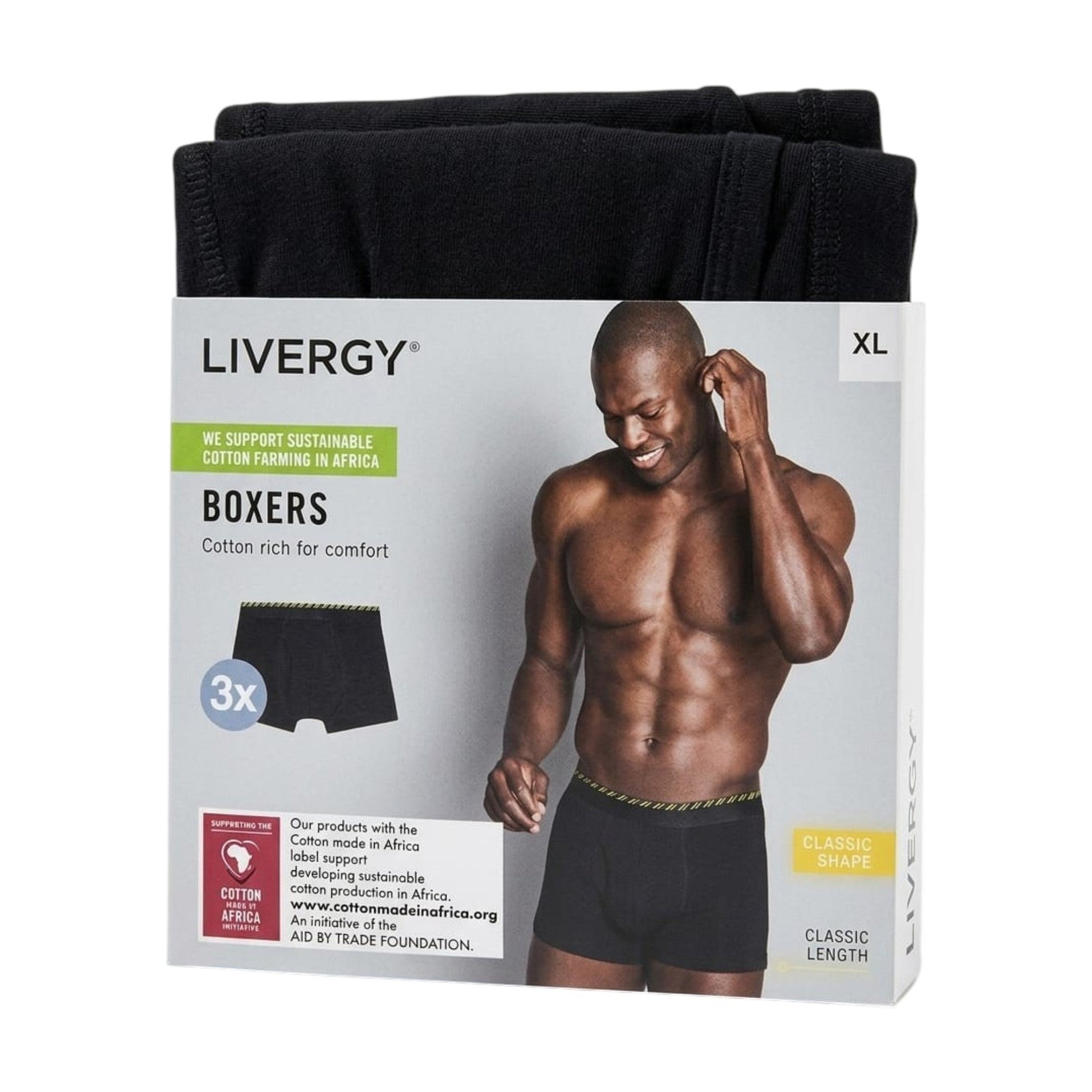 Men's Plain Boxer Set 3 Pieces,Black