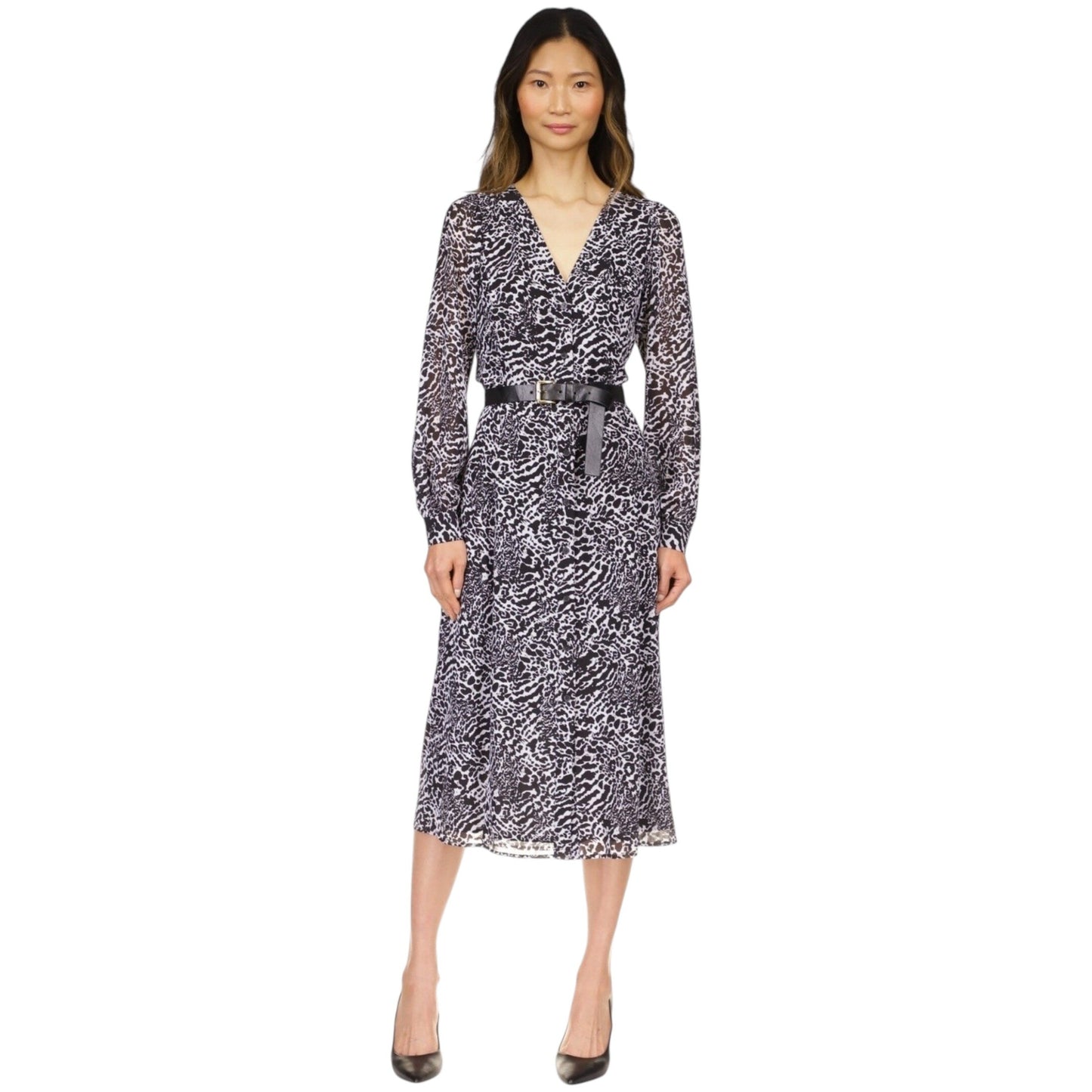 Women's Printed Dress,White/Black