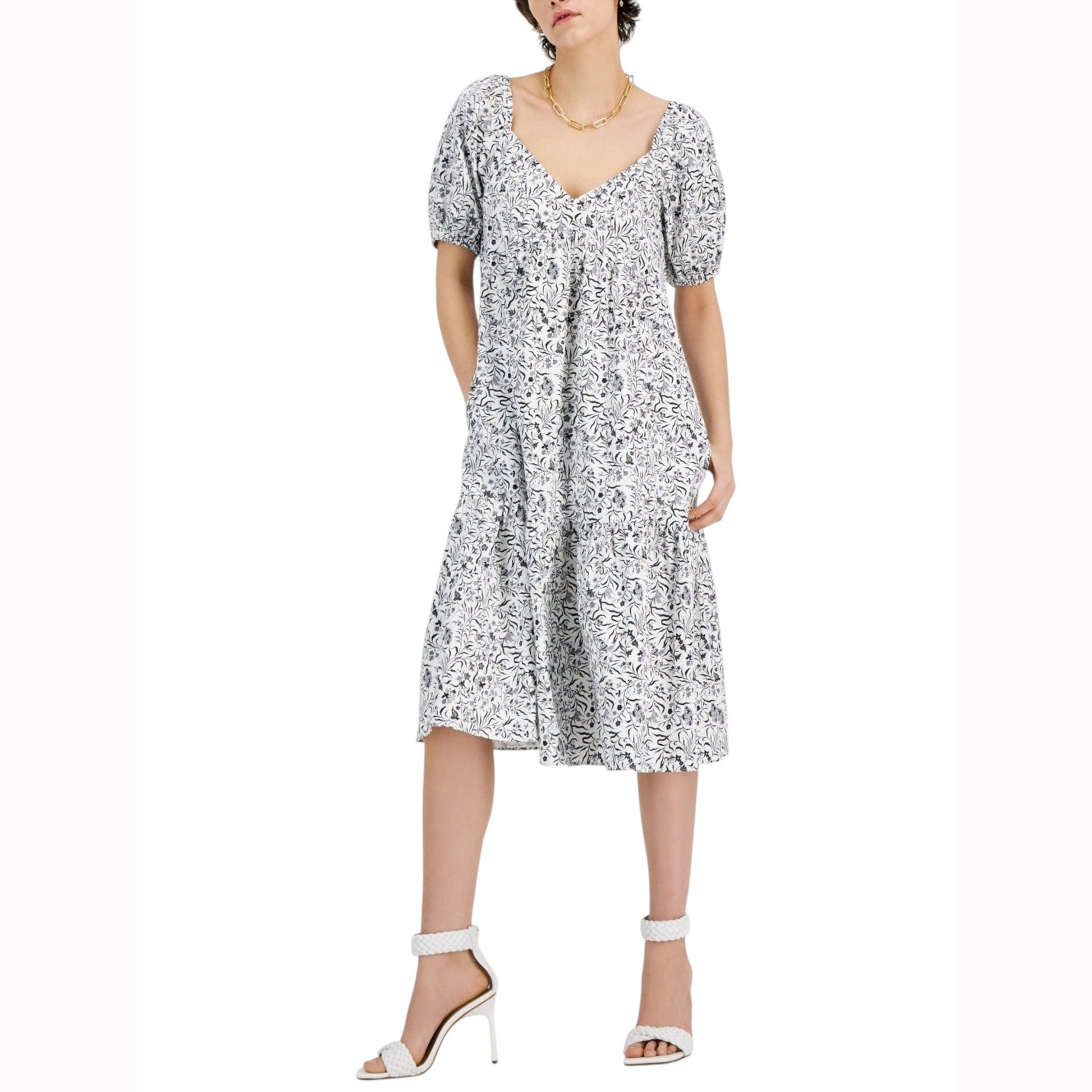 Women's Printed Dress,White