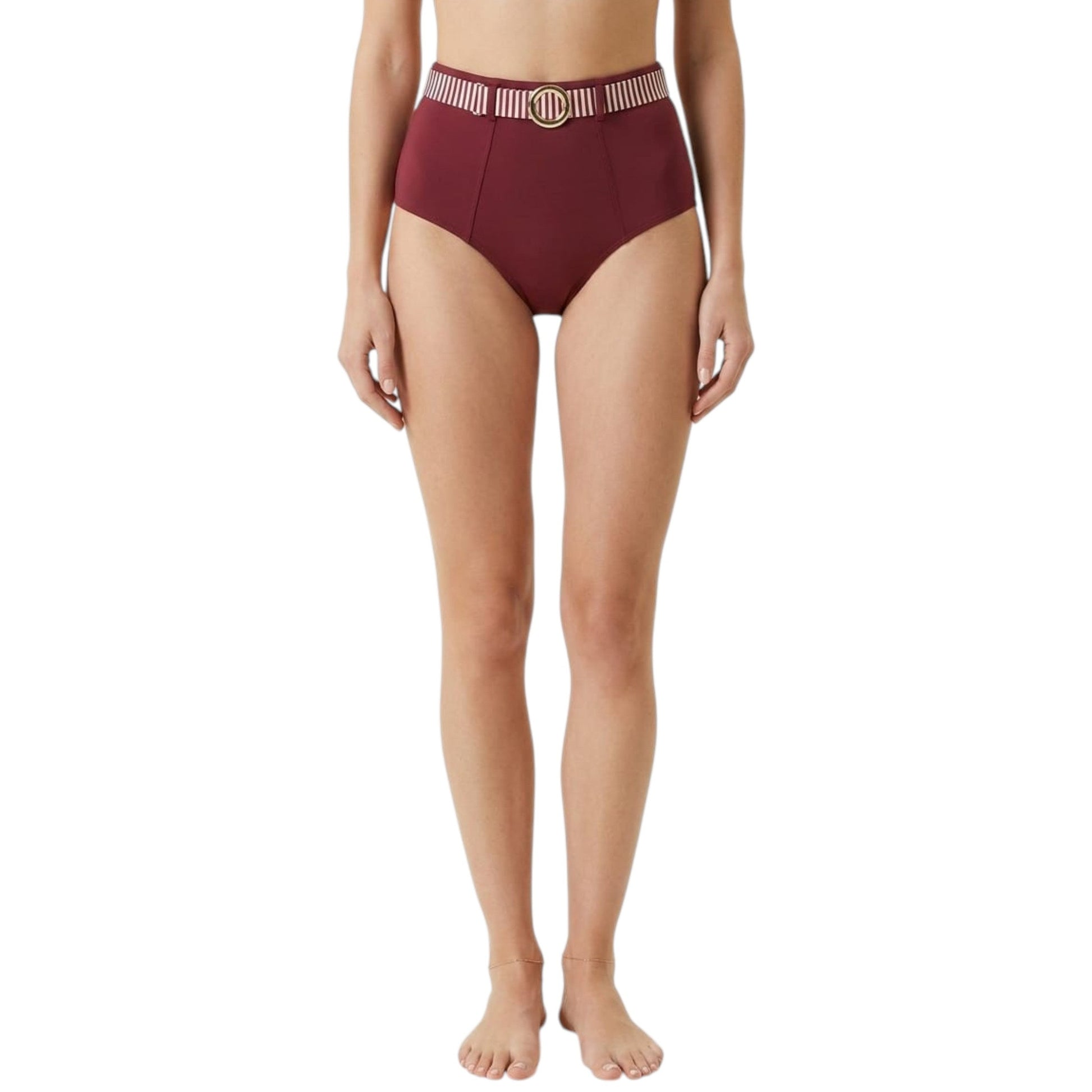 Women's Plain High waist Bikini Bottom,Burgundy