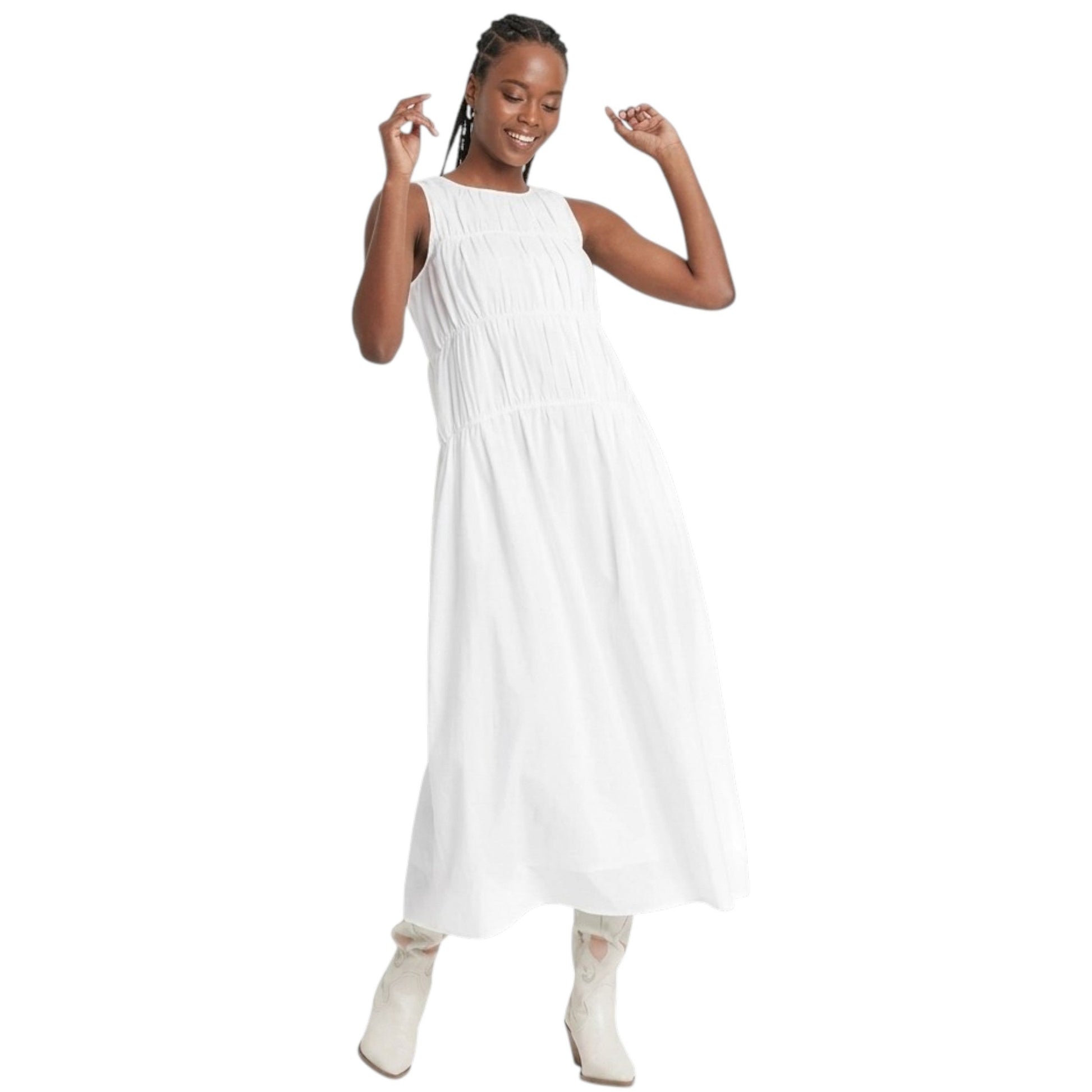 Women's Textured Dress,White