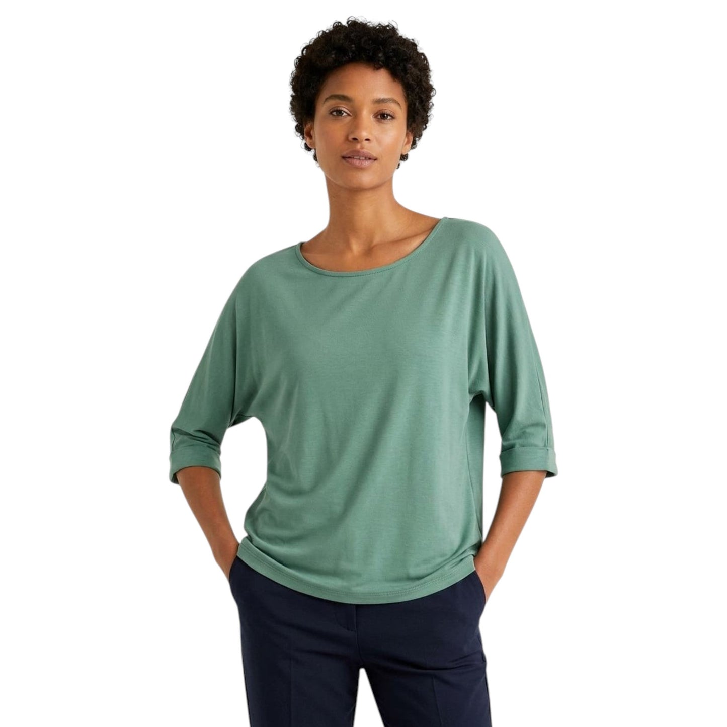 Women's Plain Solid Top,Green