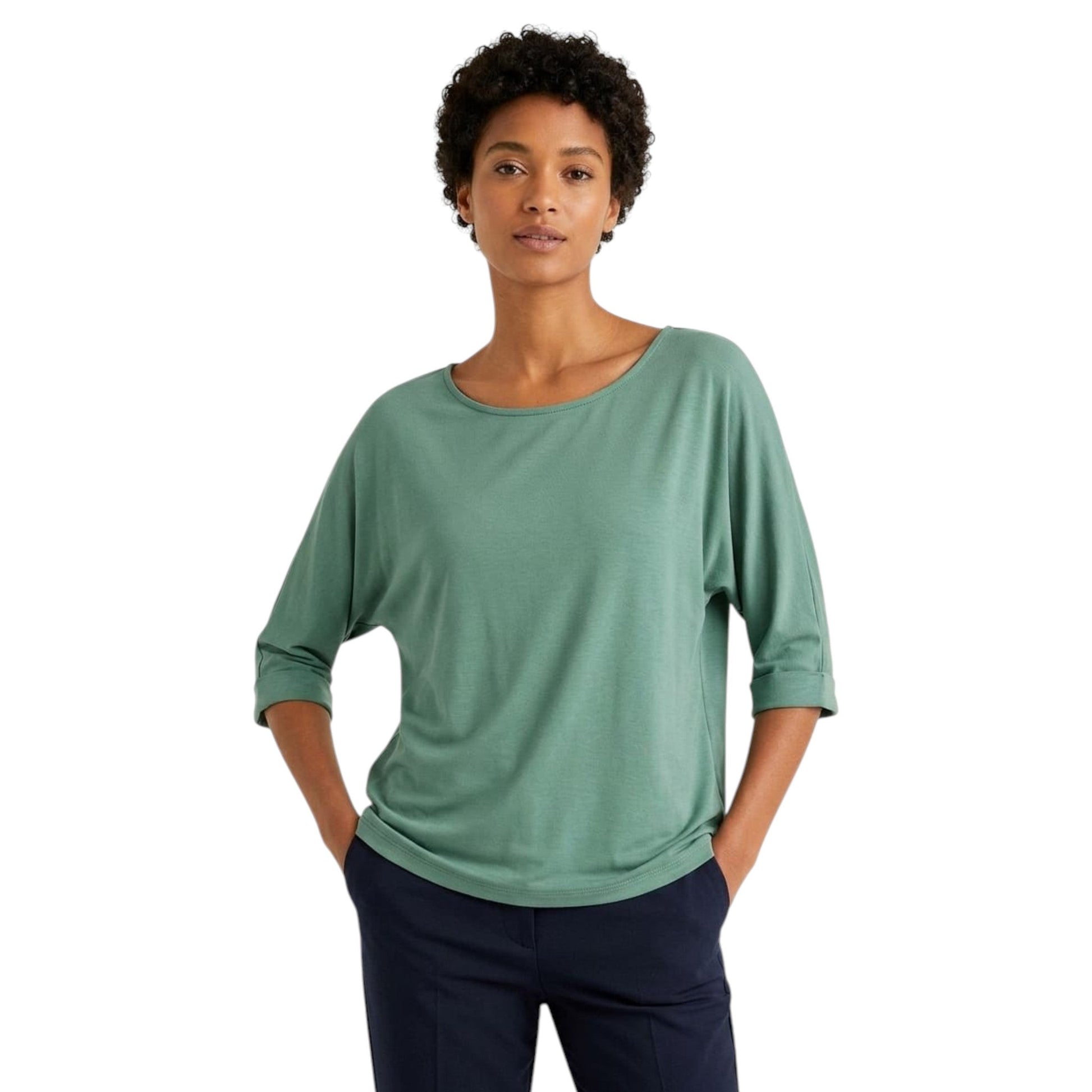 Women's Plain Solid Top,Green