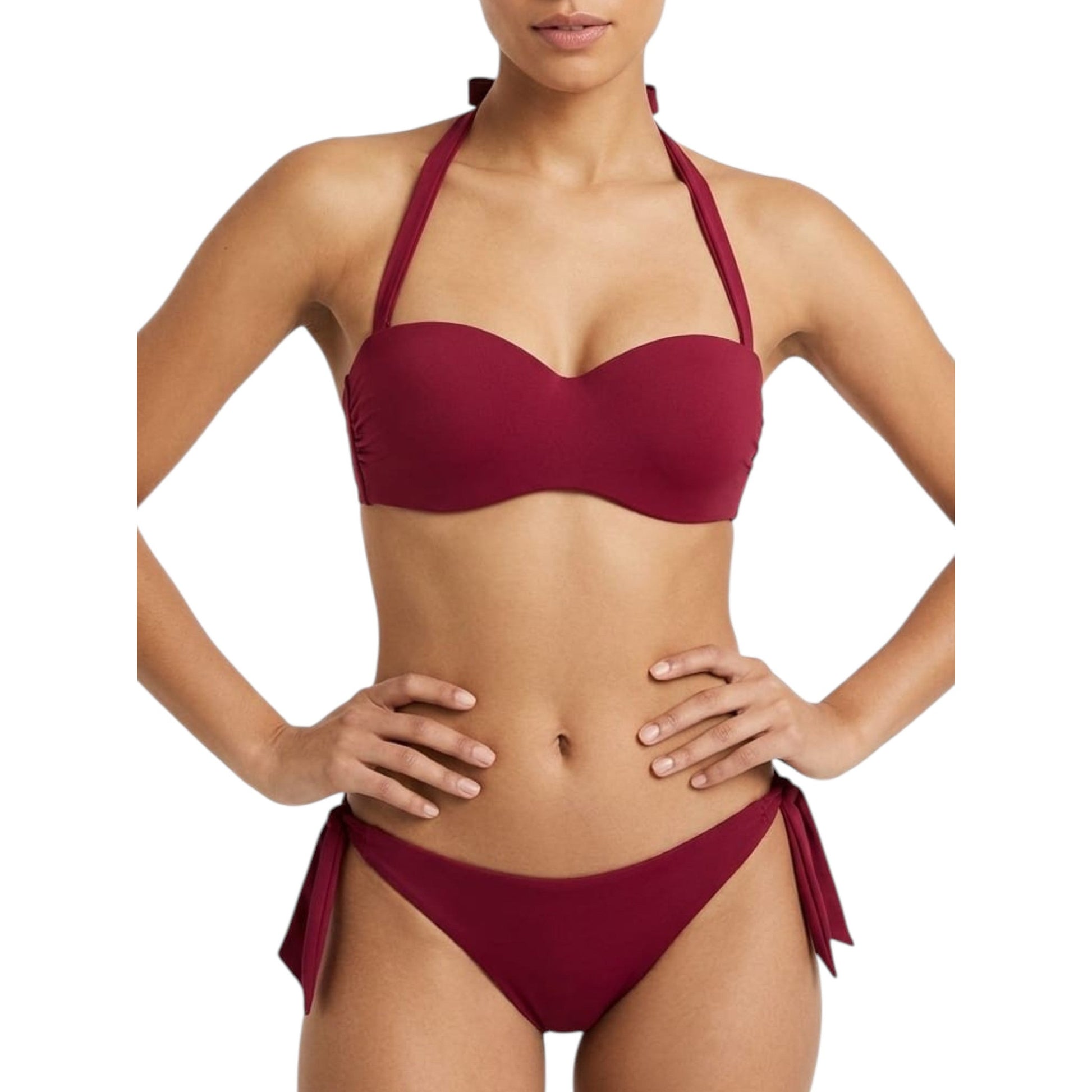 Women's Plain One Pieces Bikini Top,Burgundy