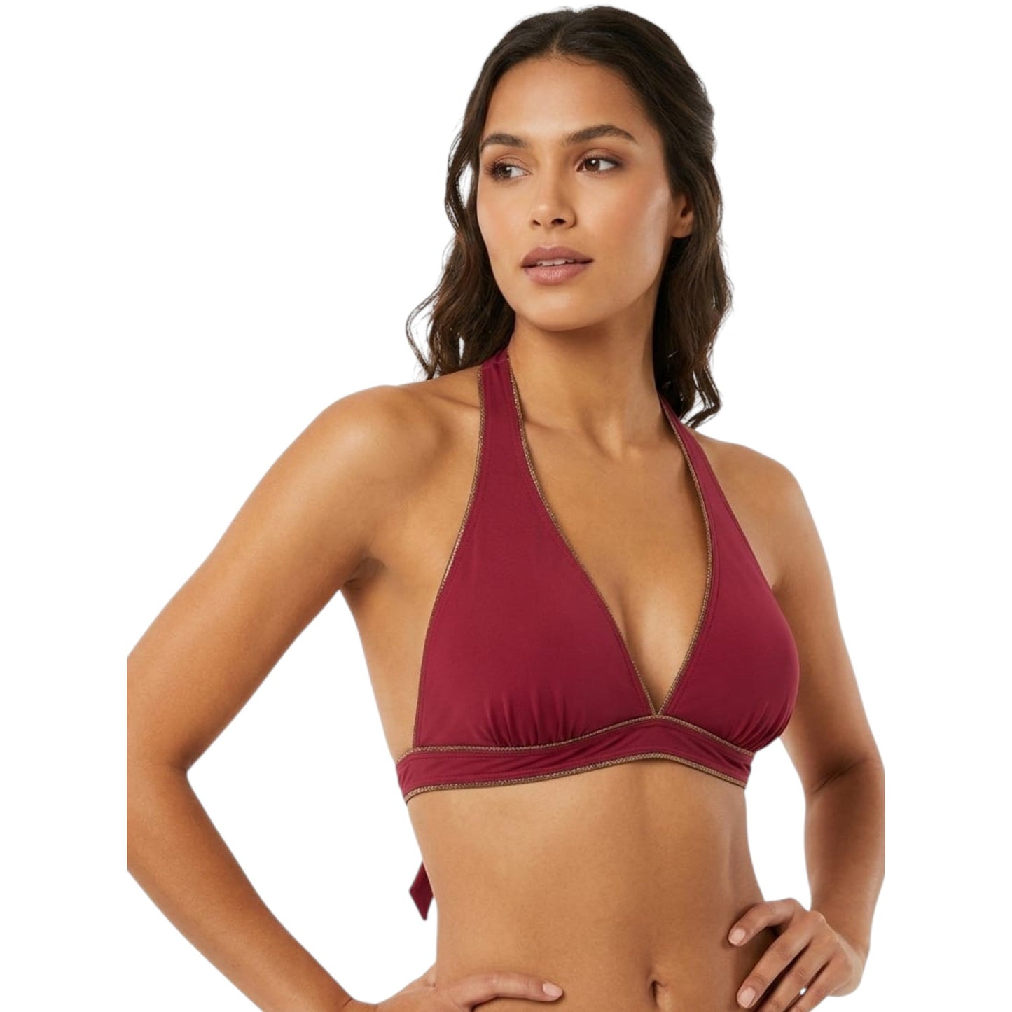 Women's Plain One Pieces Bikini Top,Burgundy