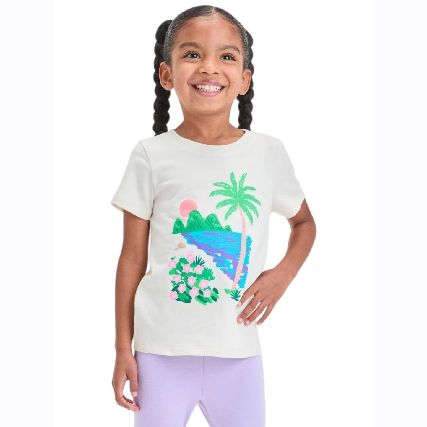 Kids Girl's Printed Top,Light Beige