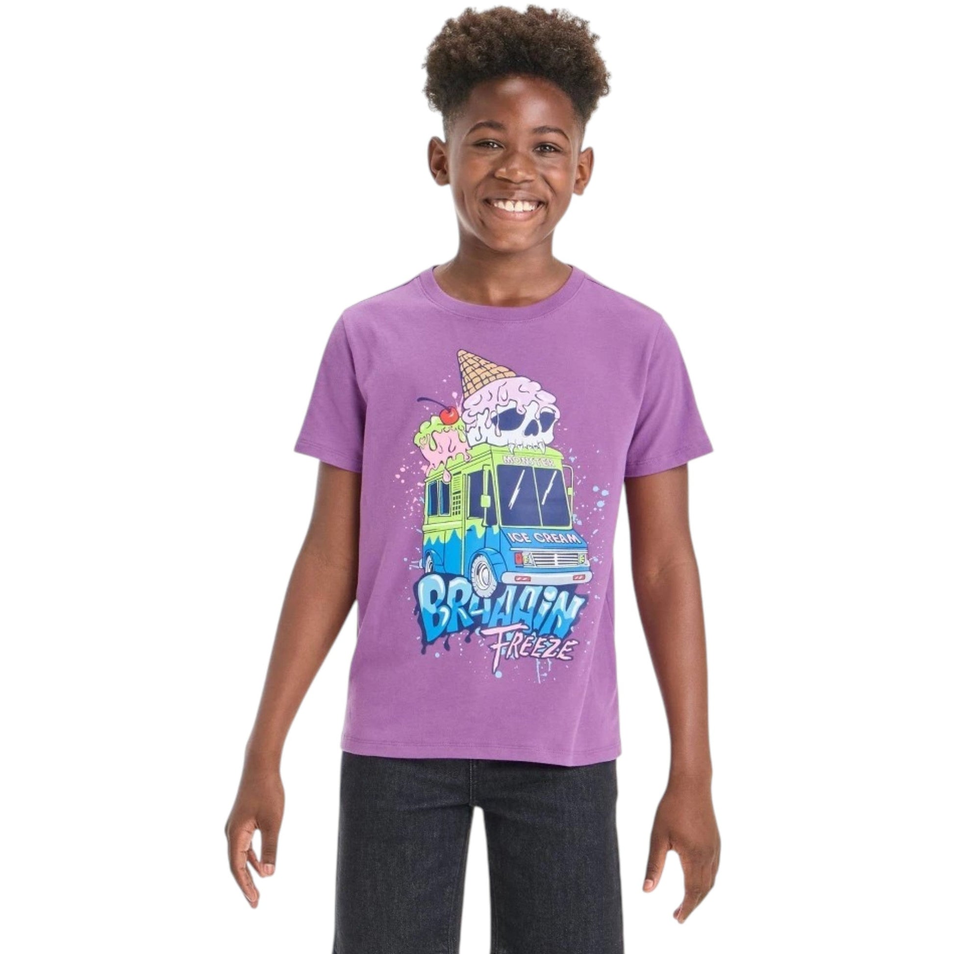 Kids Boy's Printed Top,Dark Purple