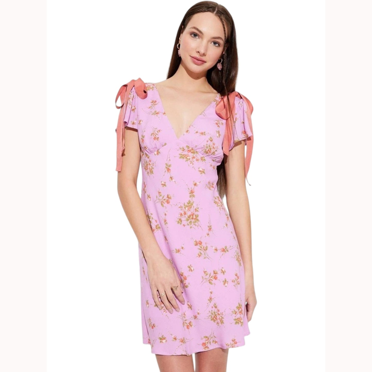 Women's Floral Printed Dress,Purple
