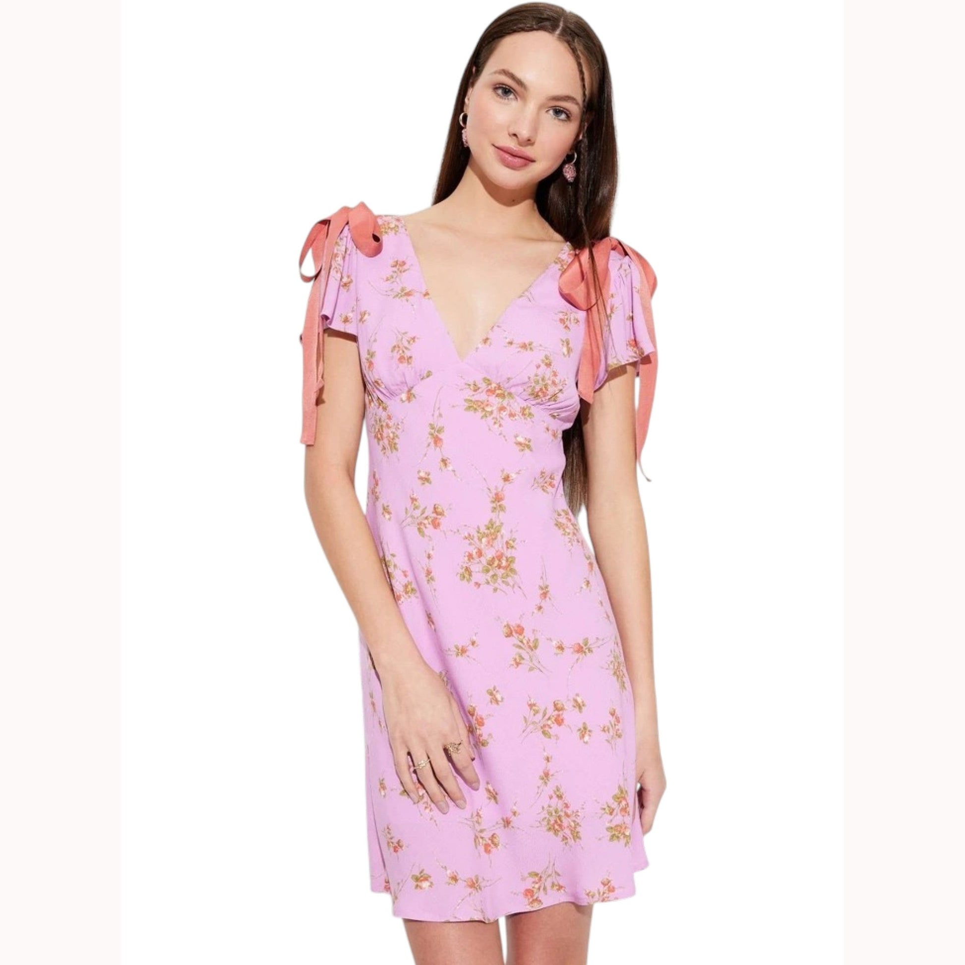 Women's Floral Printed Dress,Purple
