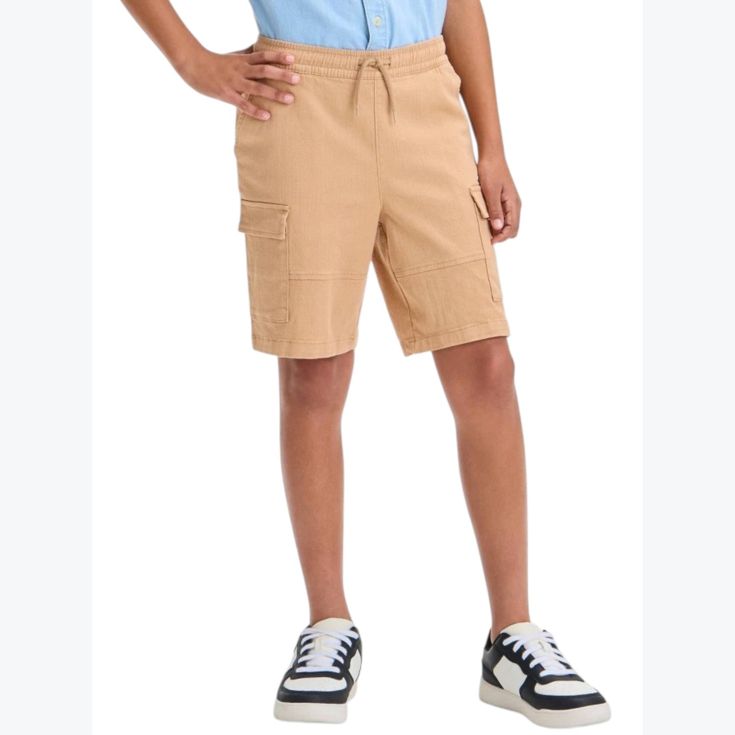 Kids Boy's Plain Solid Shorgt,Drak Beige