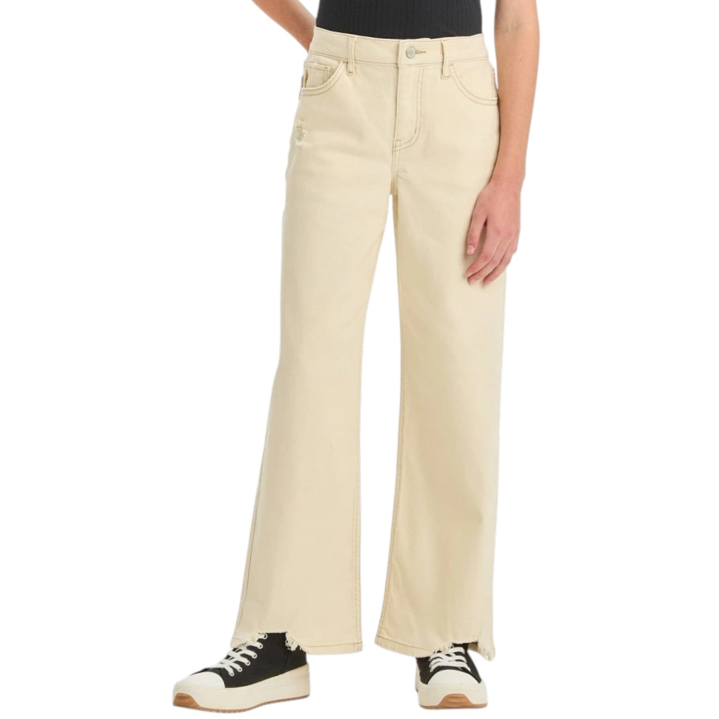 Kids Girl's Ripped Jeans,Beige