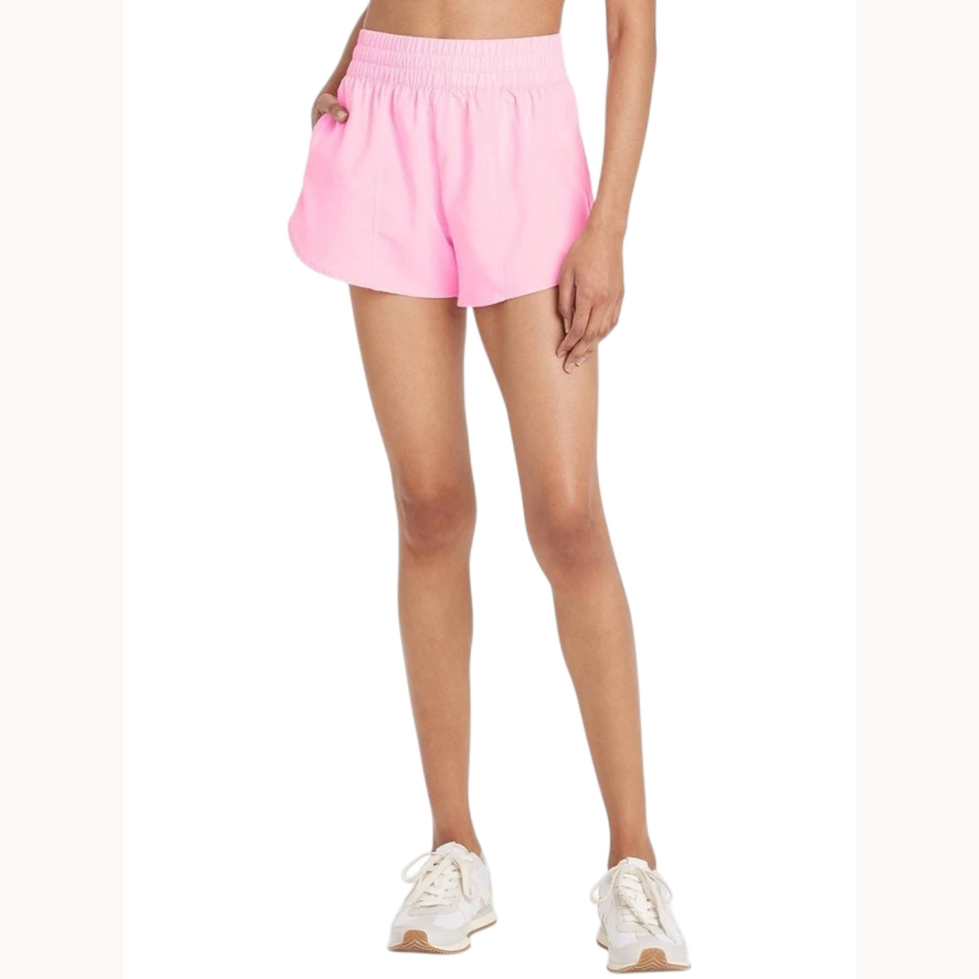 Women's Plain Solid Sport Short,Light Pink