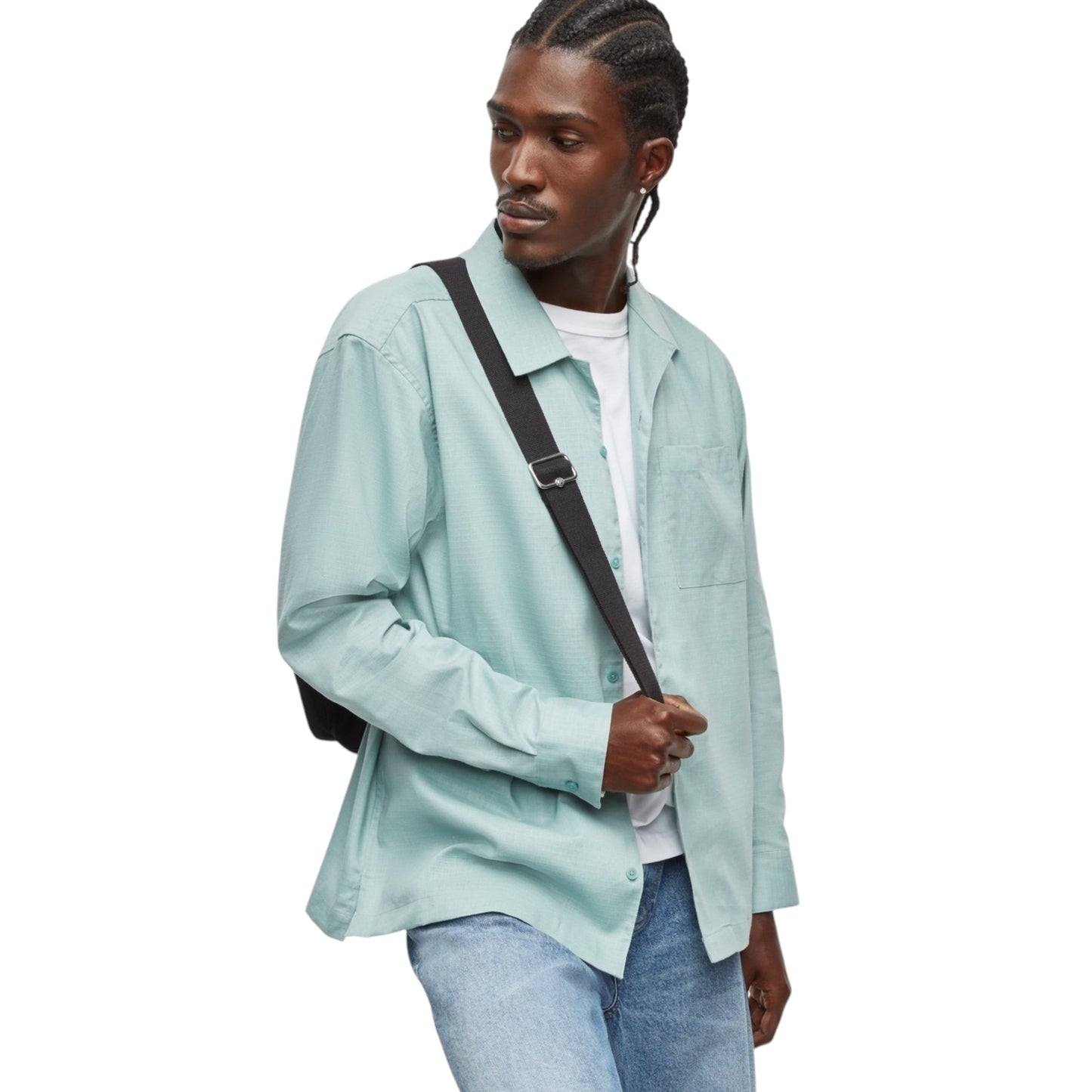 Men's Plain Solid Dress Shirt,Mint Green