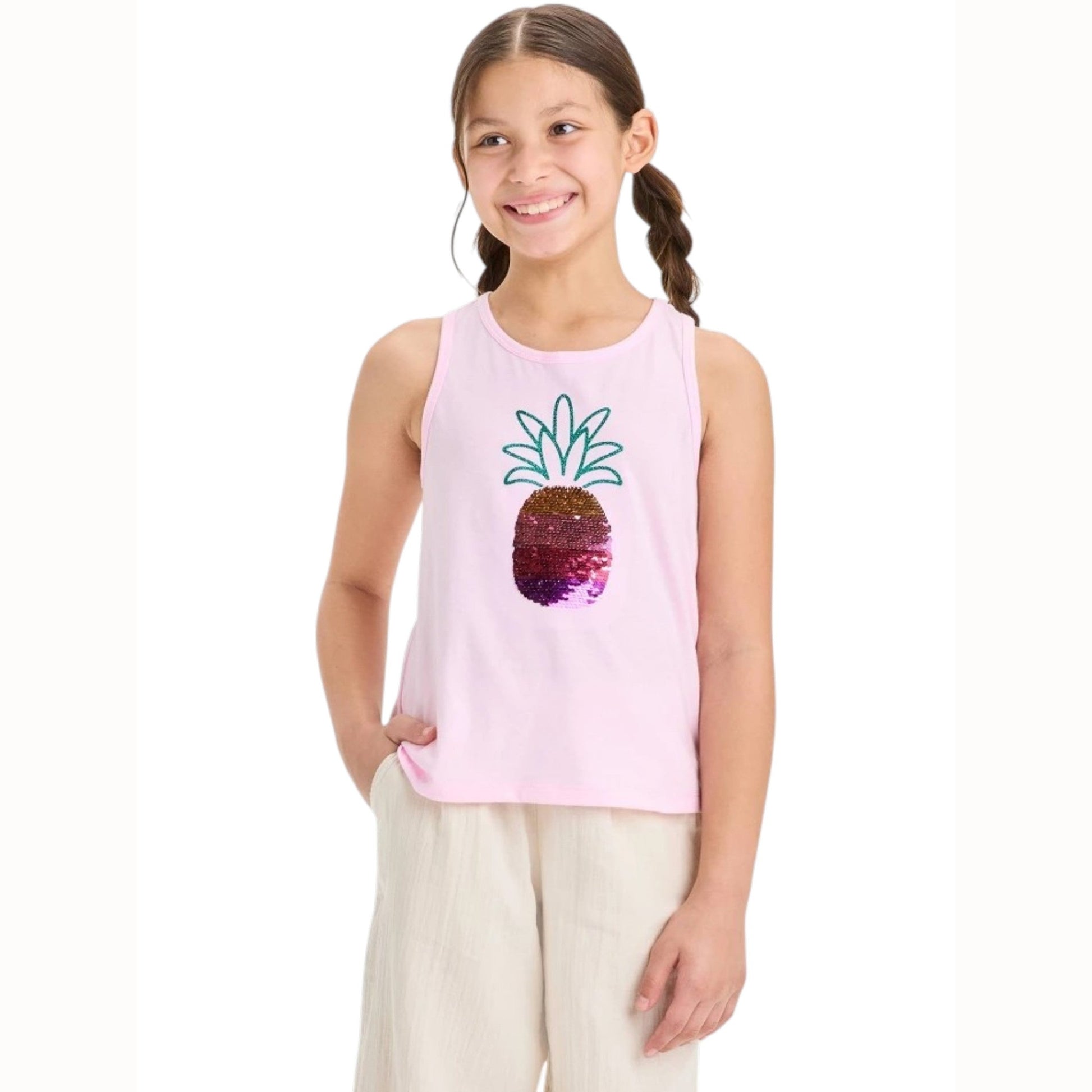 Kids Girl's Mesh Printed Top,Pink