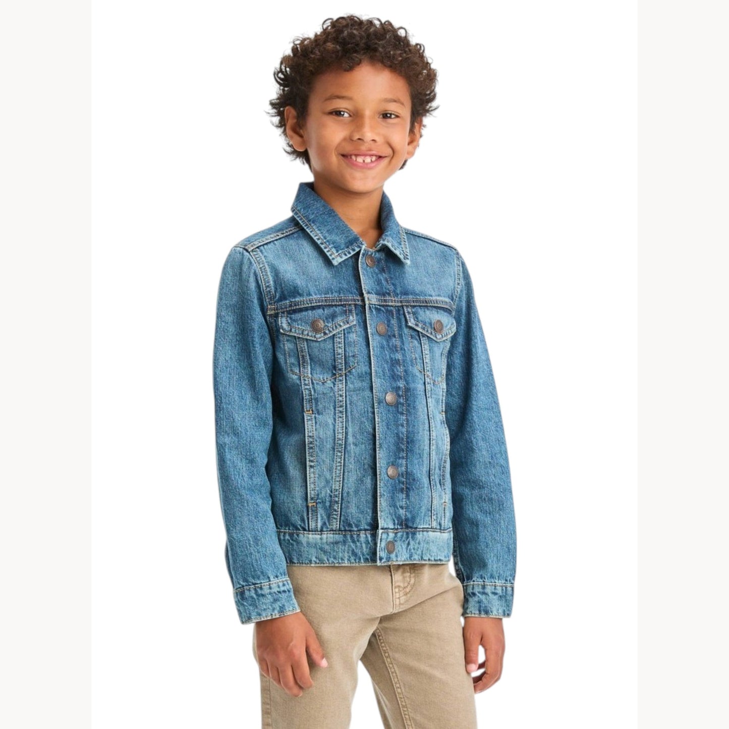 Kids Boy's Plain Solid Denim Jacket,Blue