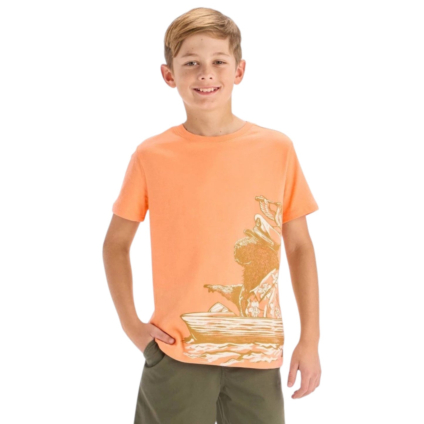 Kids Boy's Printed Top,Light Orange