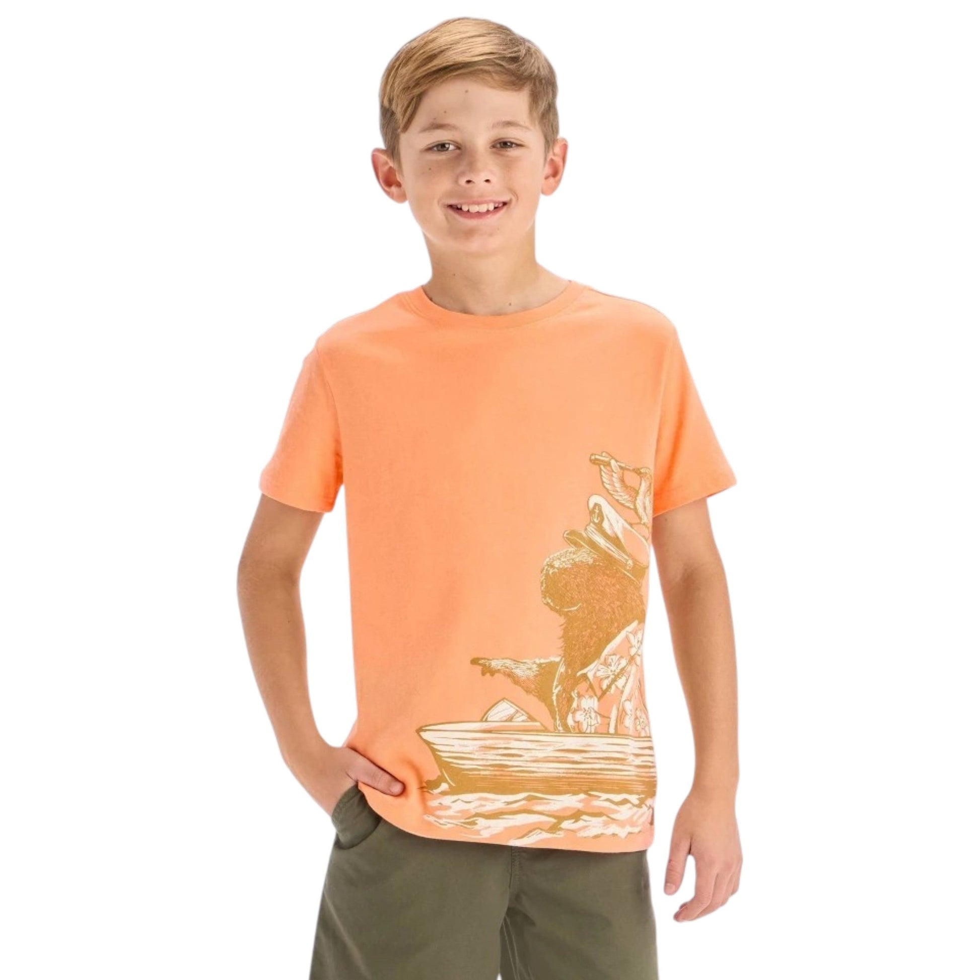 Kids Boy's Printed Top,Light Orange