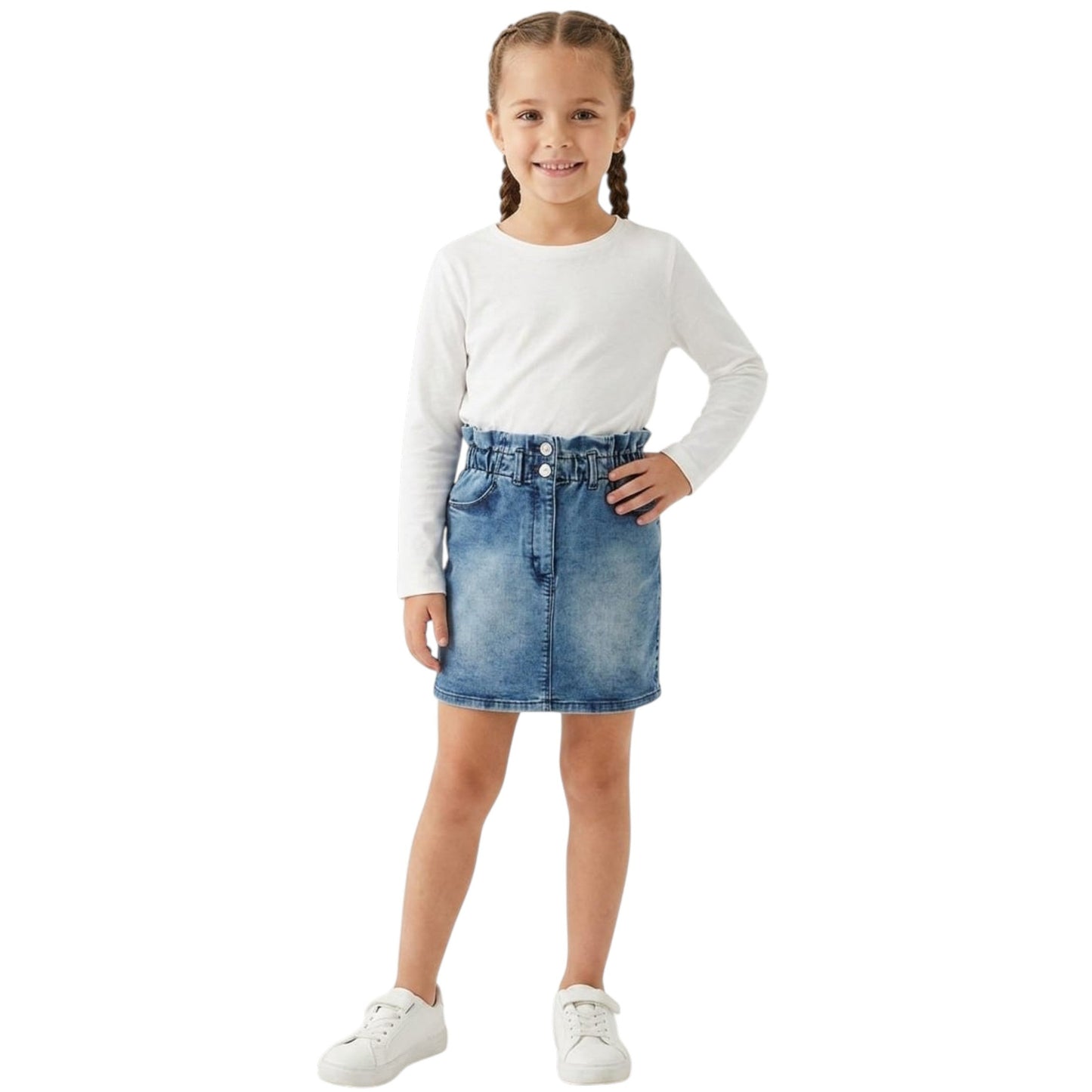 Kids Girl's Washed Jeans Skirt,Blue