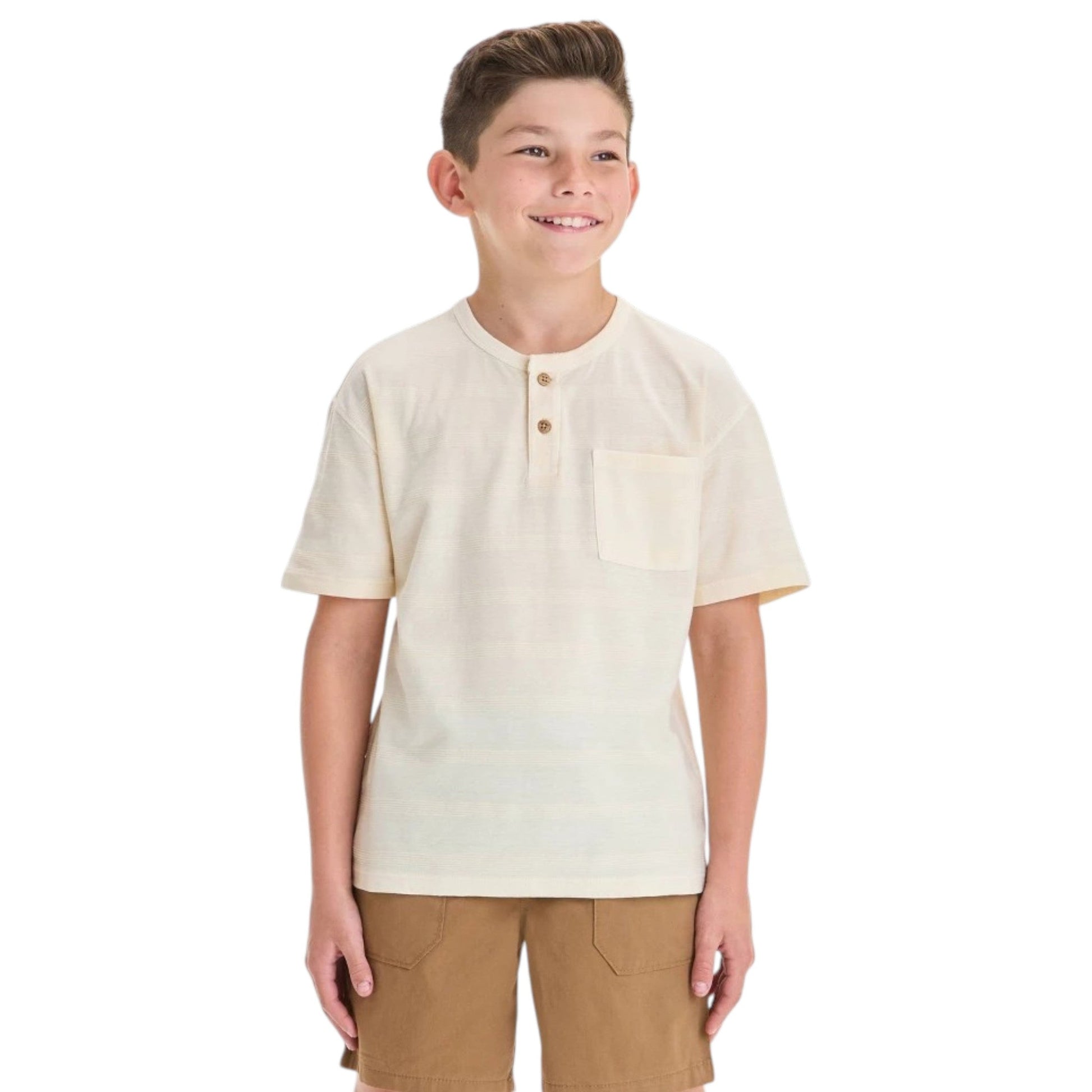 Kids Boy's Striped Top,Light Beige