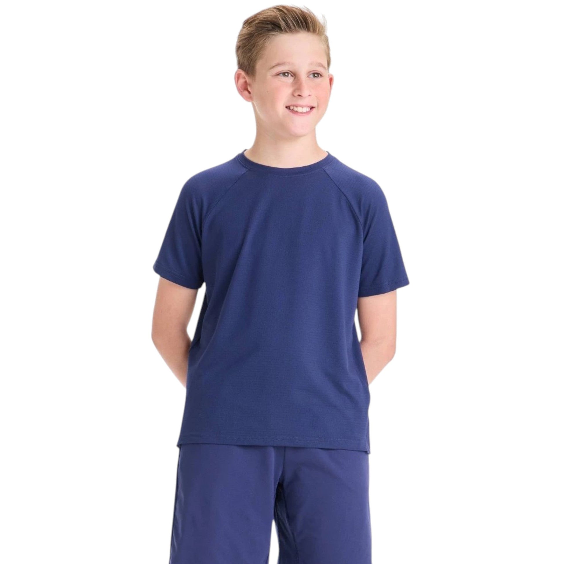 Kids Boy's Plain Solid Sport Top,Navy