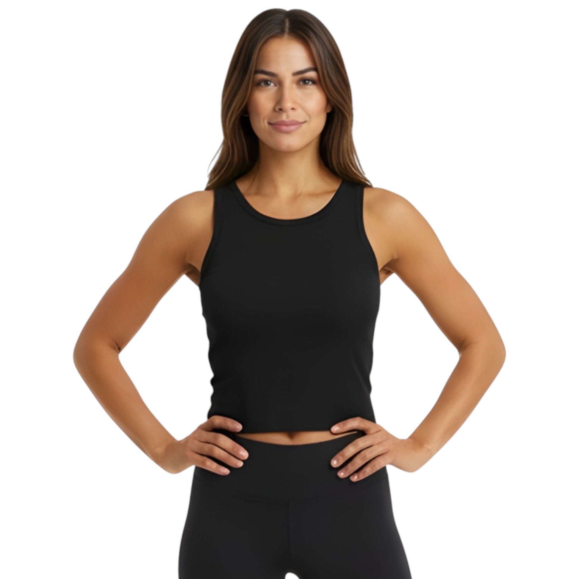 Women's Ribbed Crop Top,Black