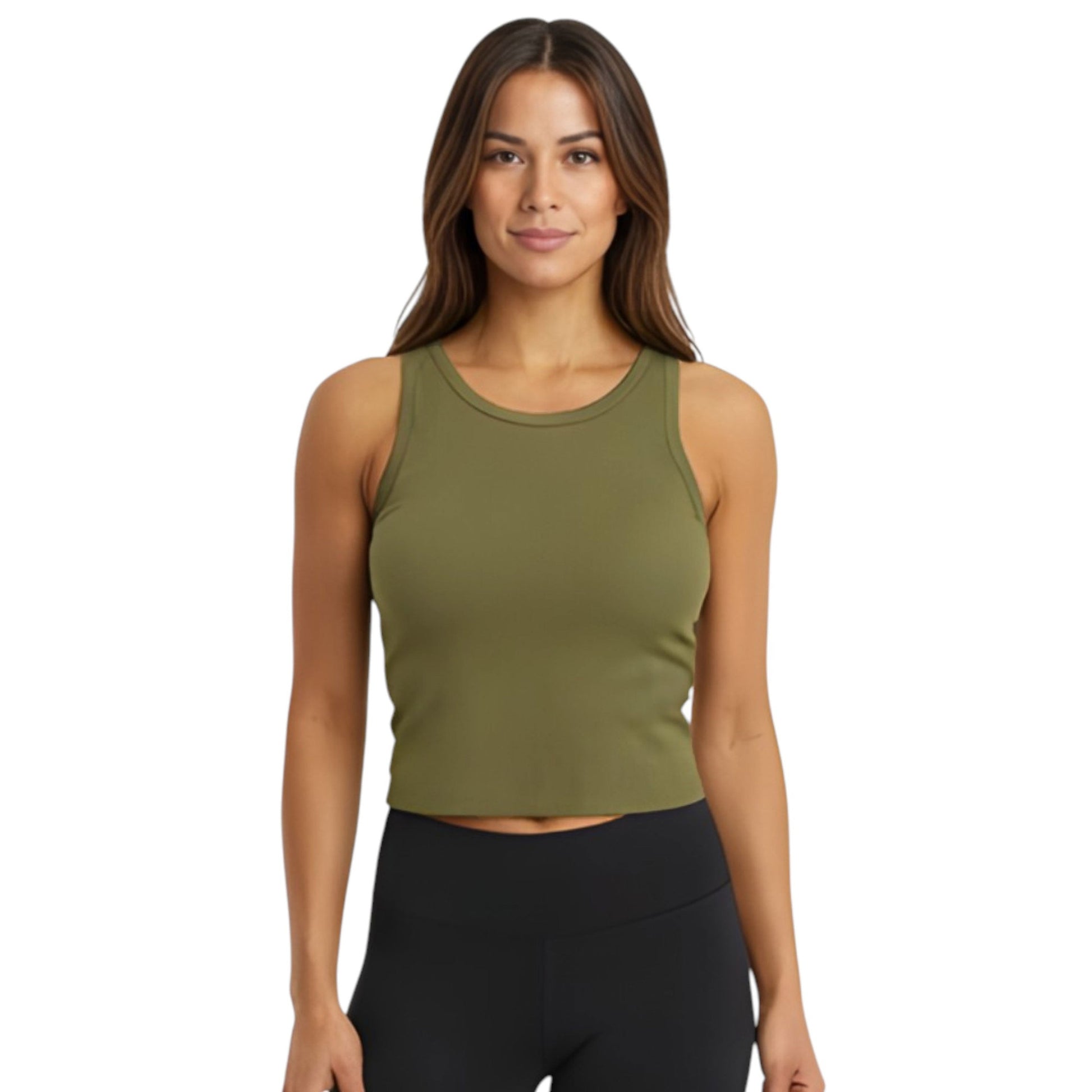Women's Ribbed Crop Top,Dusty Olive