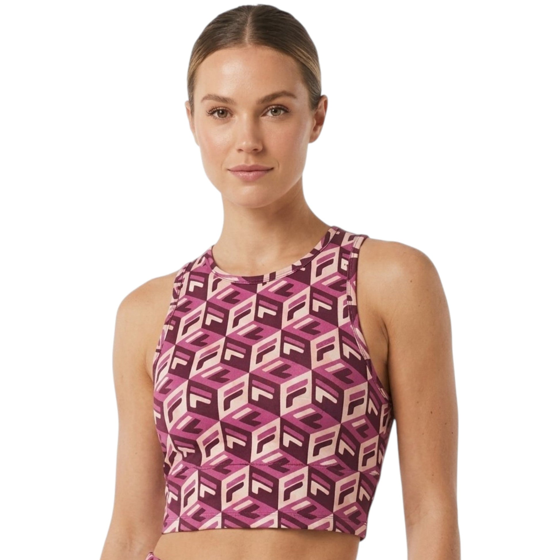 Women's Printed Sport Crop Top,Mauve