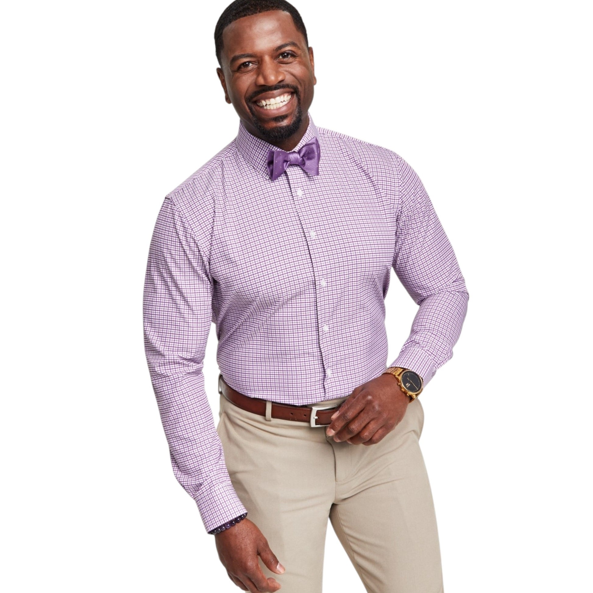 Men's Plaid Dress Shirt,Purple
