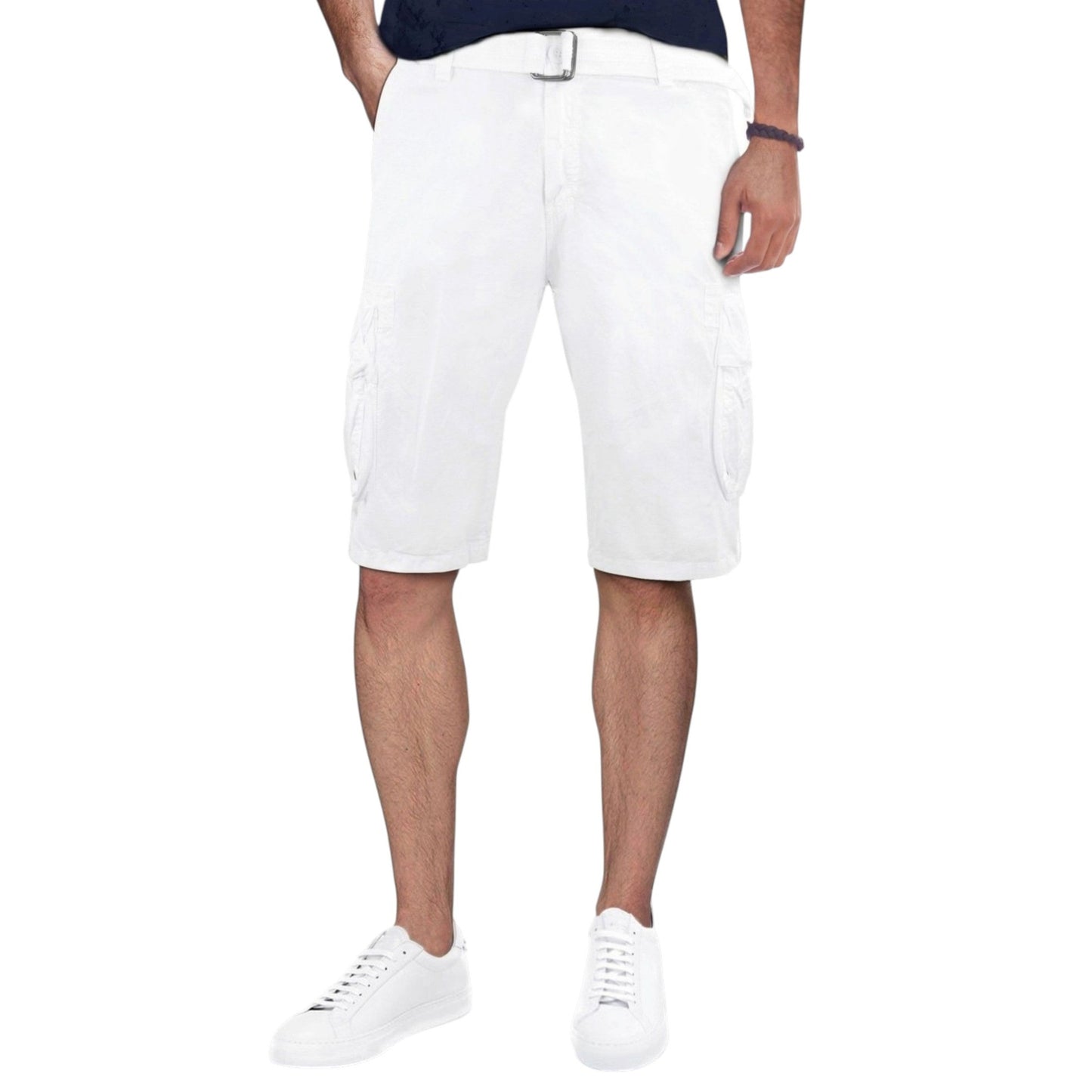Men's Plain Short&Belt,White