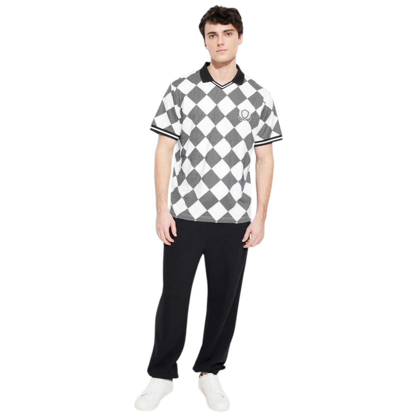 Men's Printed Top,White/Black