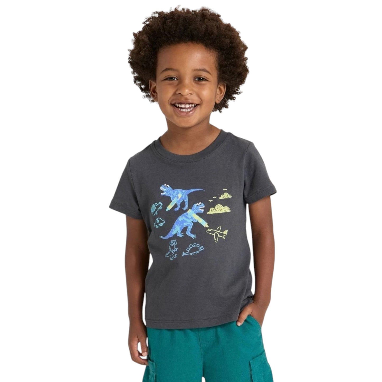 Kids Boy's Printed Top,Dark Grey