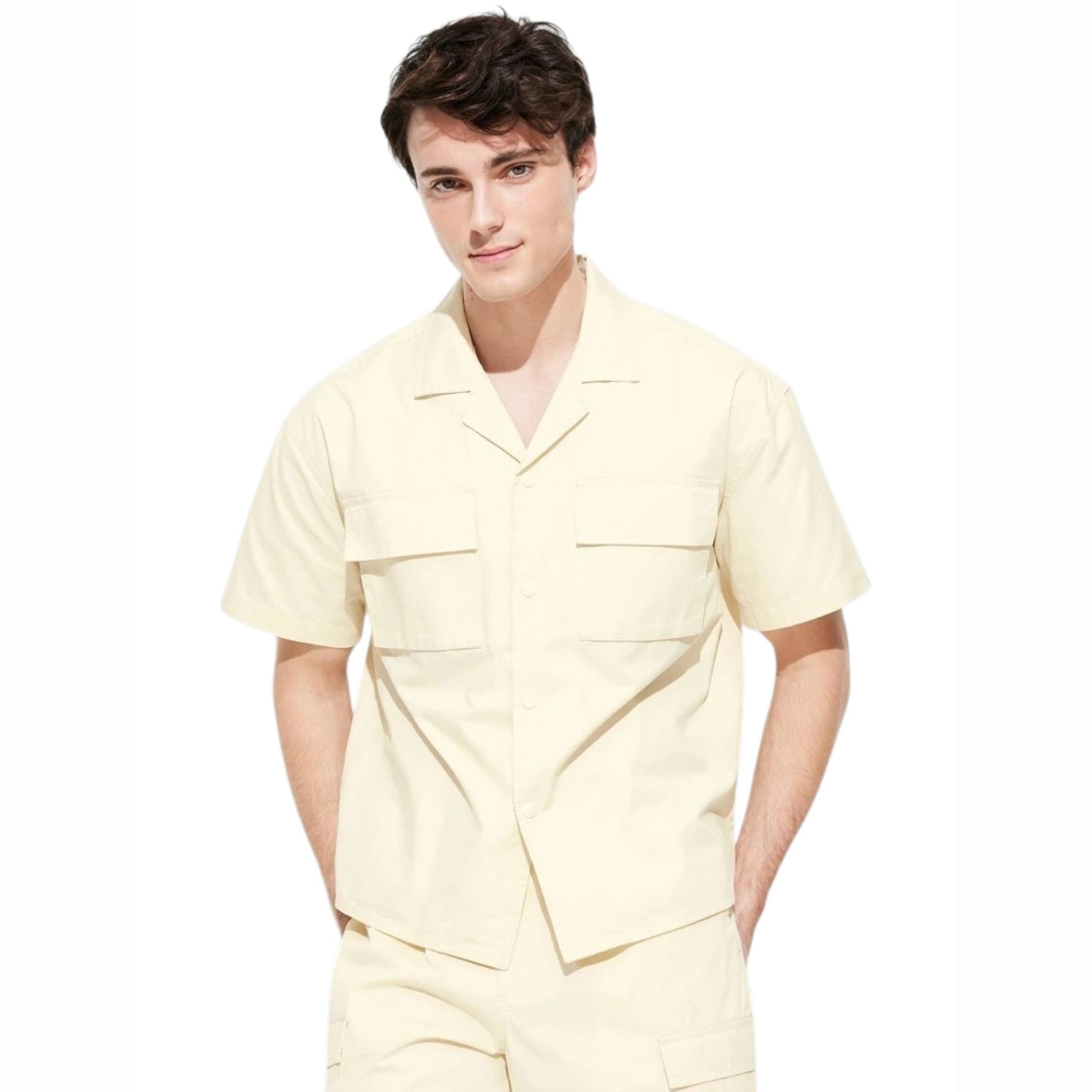 Men's Plain Dress Shirt,Light Beige