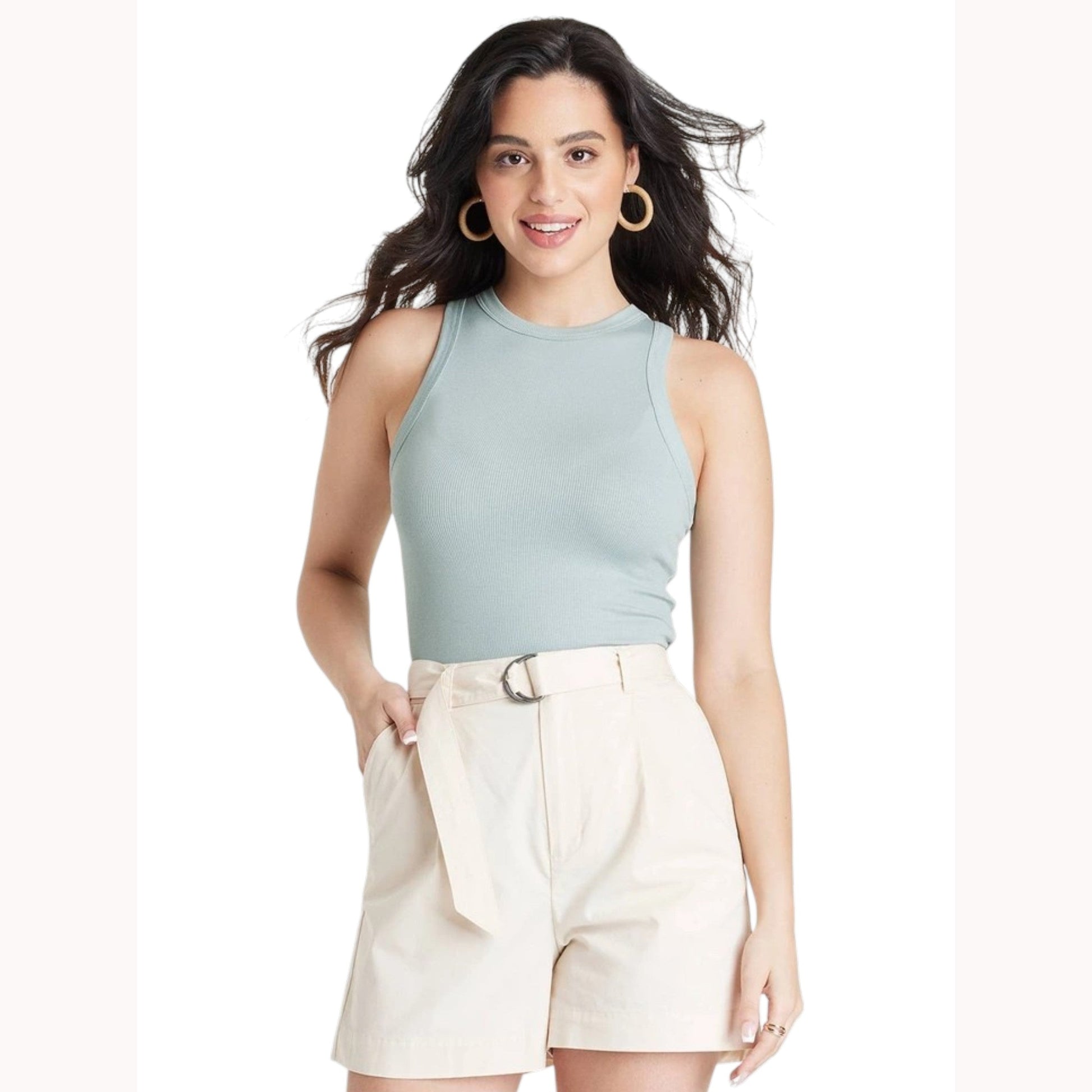 Women's Ribbed Top,Dusty Mint