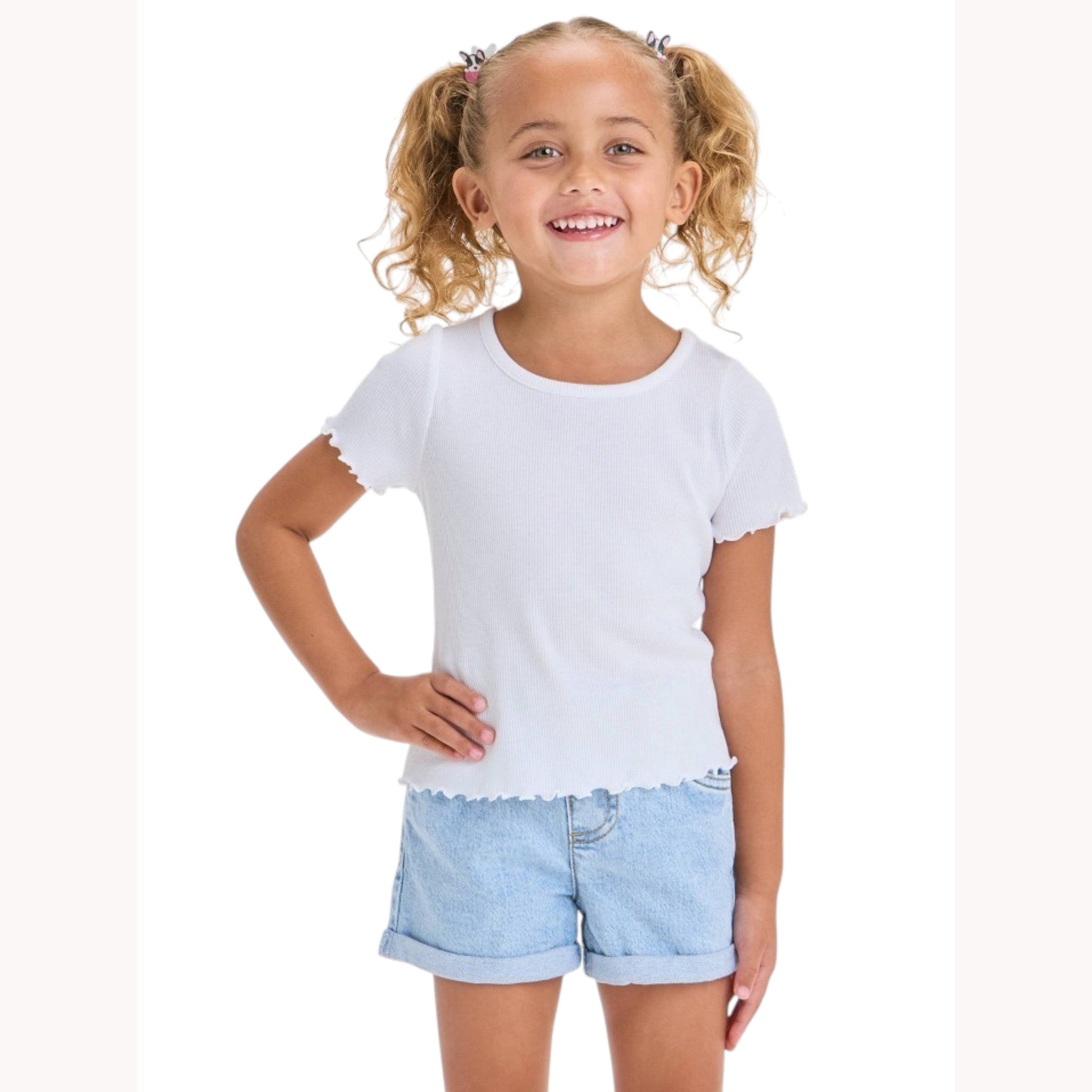 Kids Girl's Ribbed Top,White