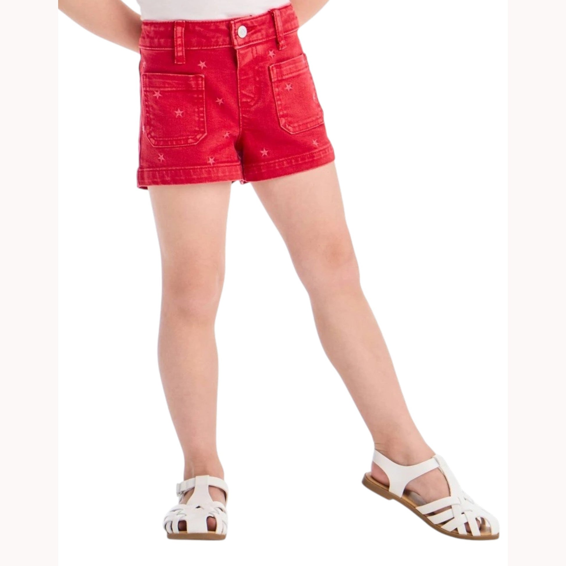 Kids Girl's Stars Printed Short,Red