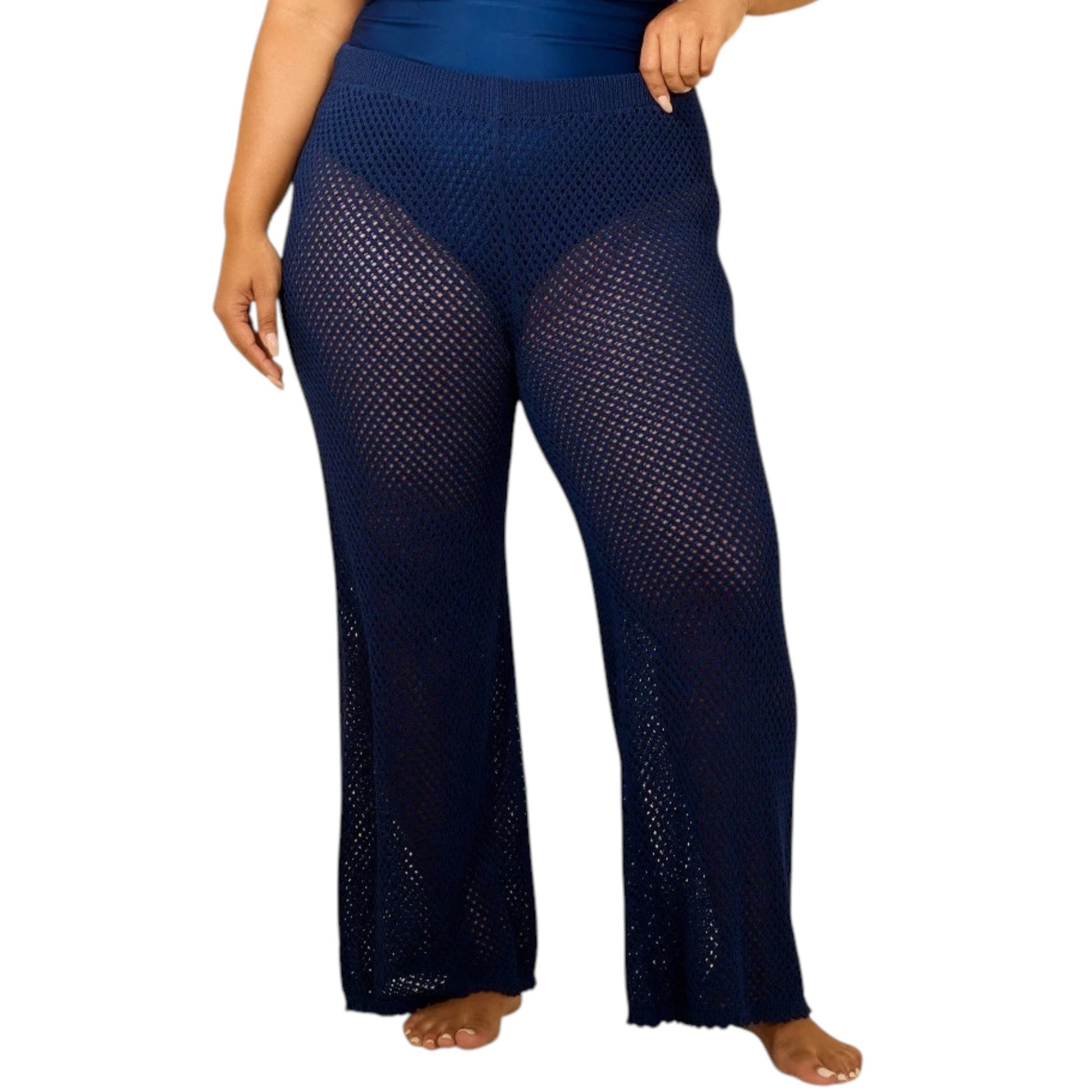 Women's Crochet Cover up Pants,Navy