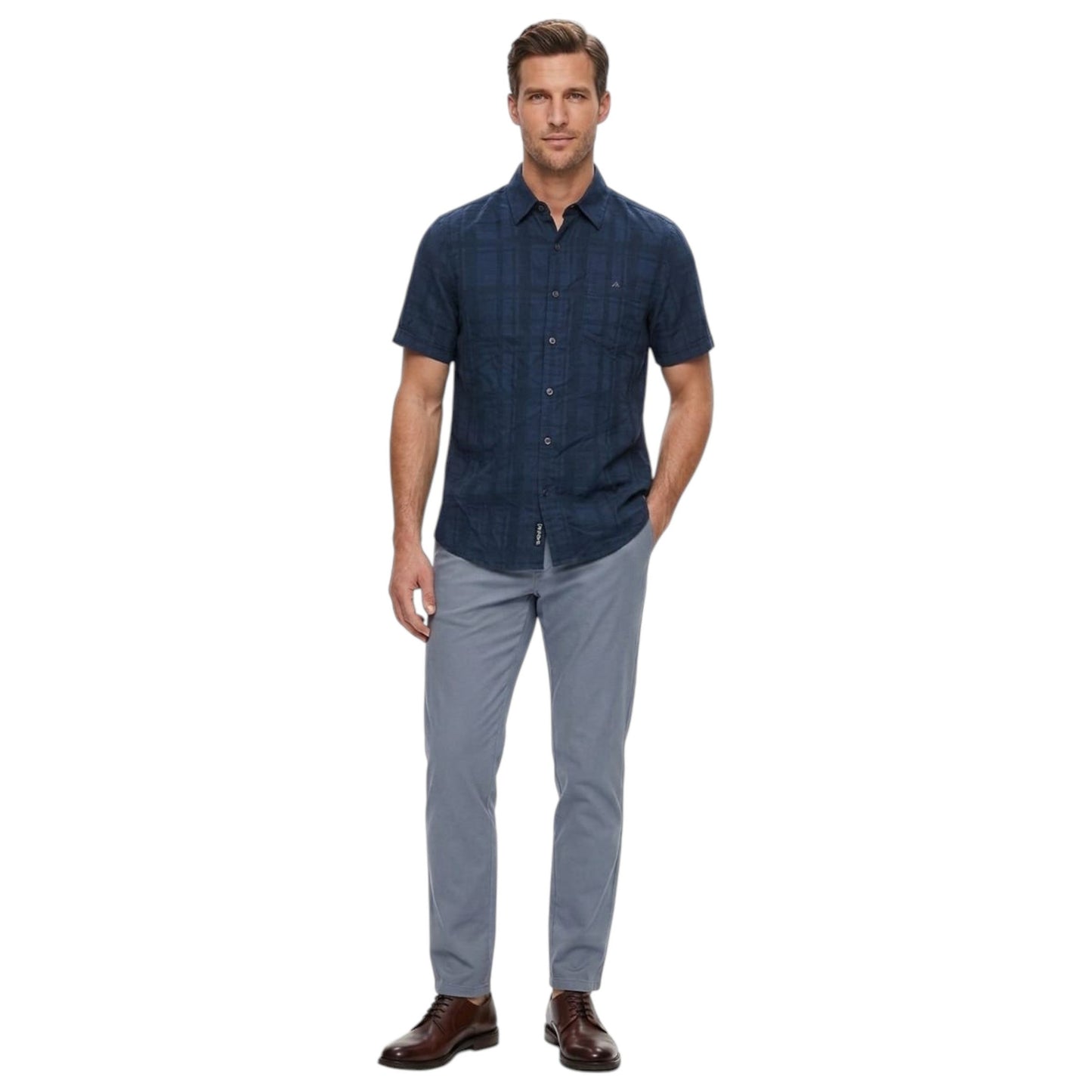 Men's Textured Dress Shirt,Navy