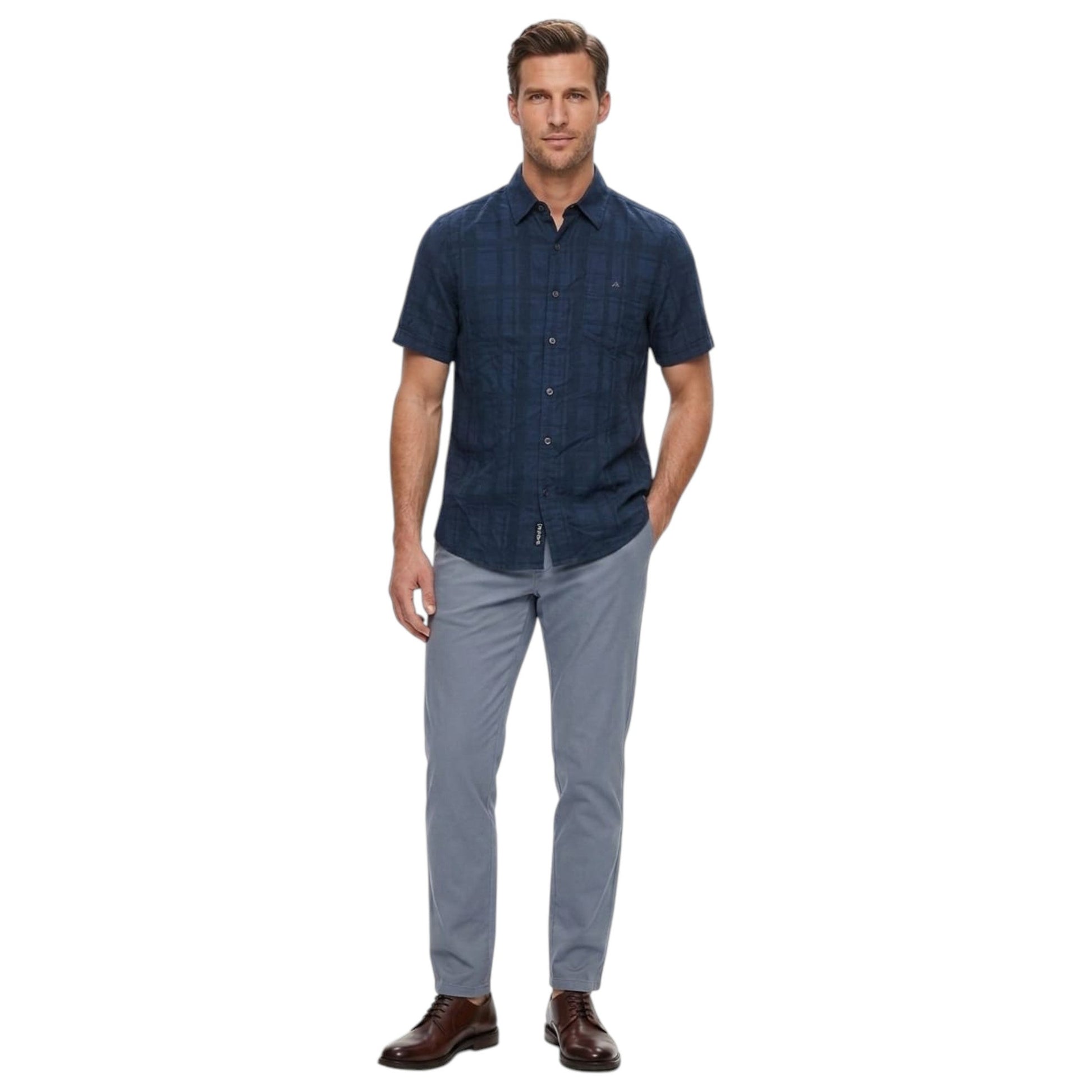 Men's Textured Dress Shirt,Navy