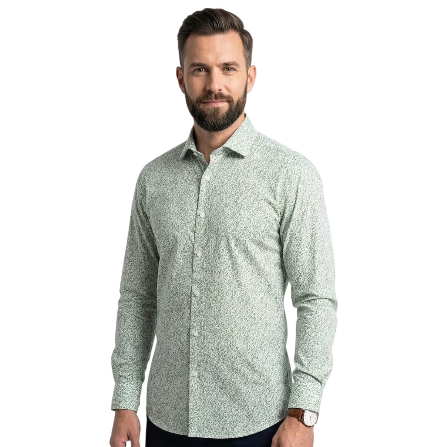 Men's Printed Dress Shirt,White