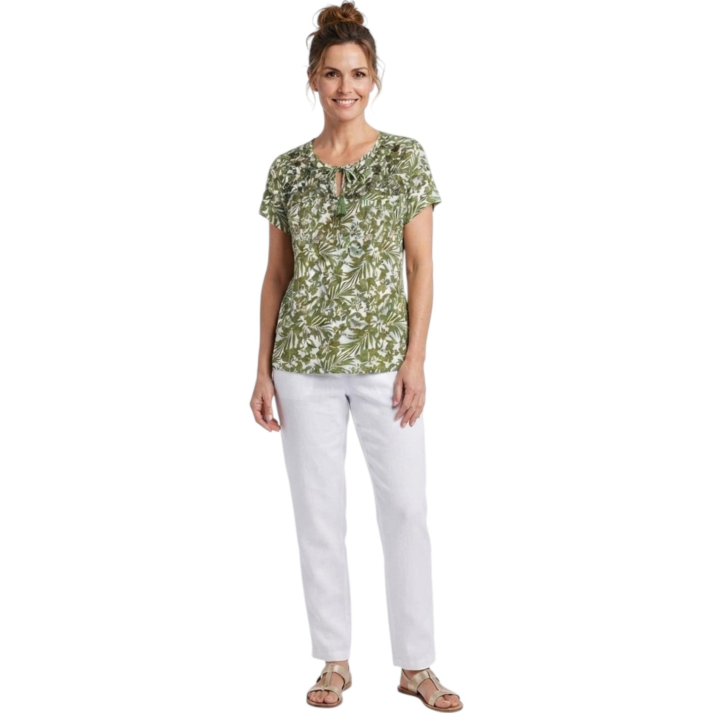 Women's Embroidered Top,Olive