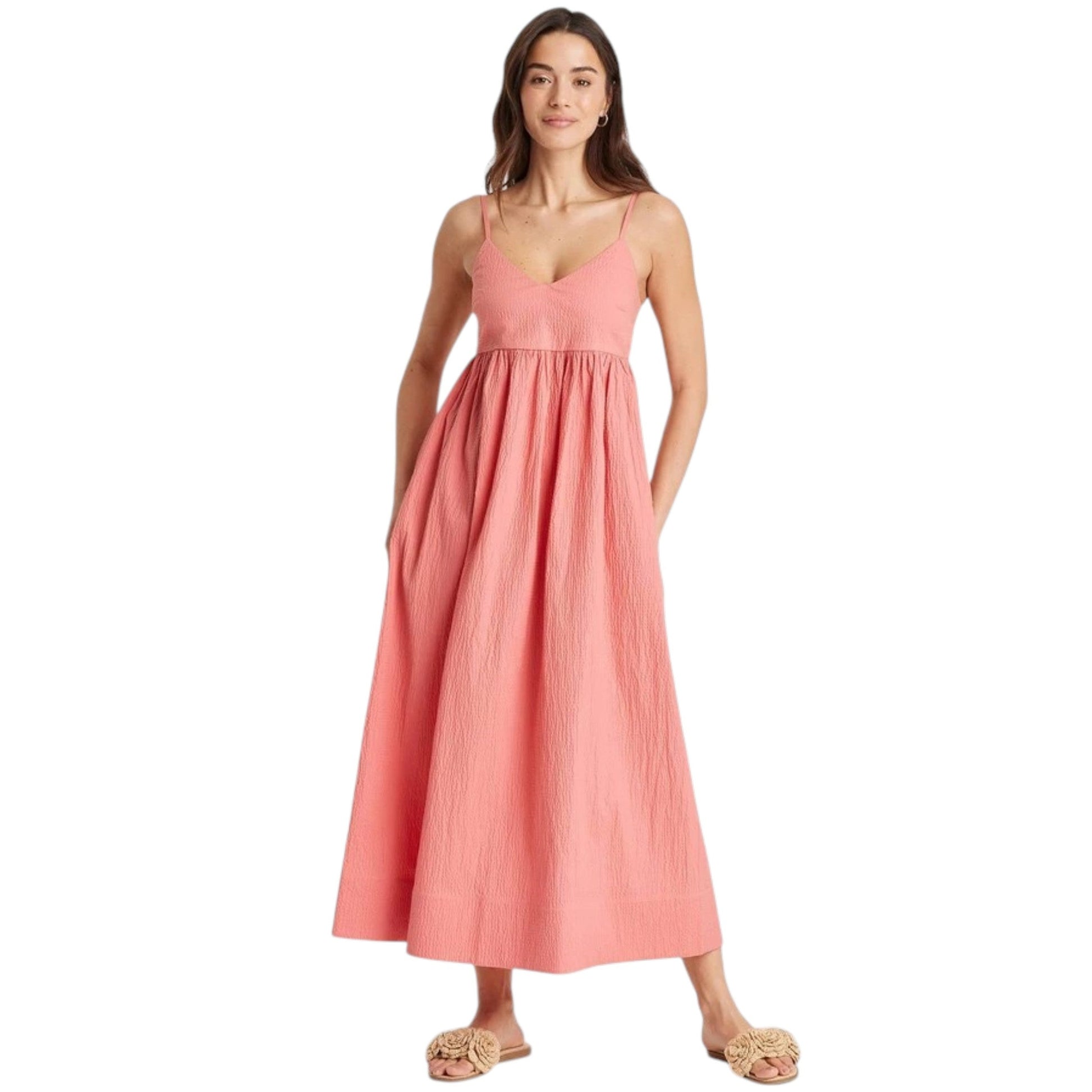 Women's Textured Dress,Coral Pink