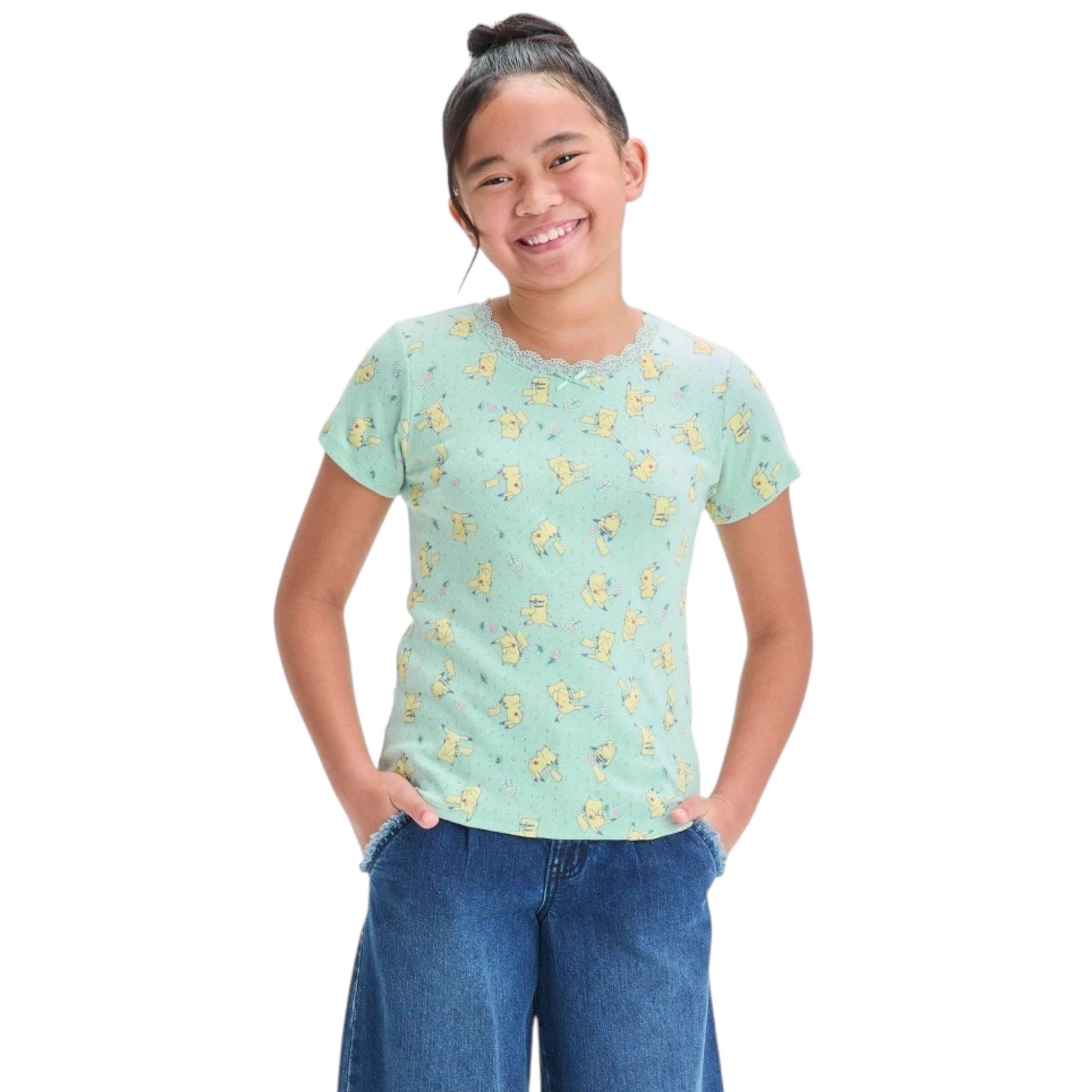 Kids Girl's Printed Top,Light Mint Green