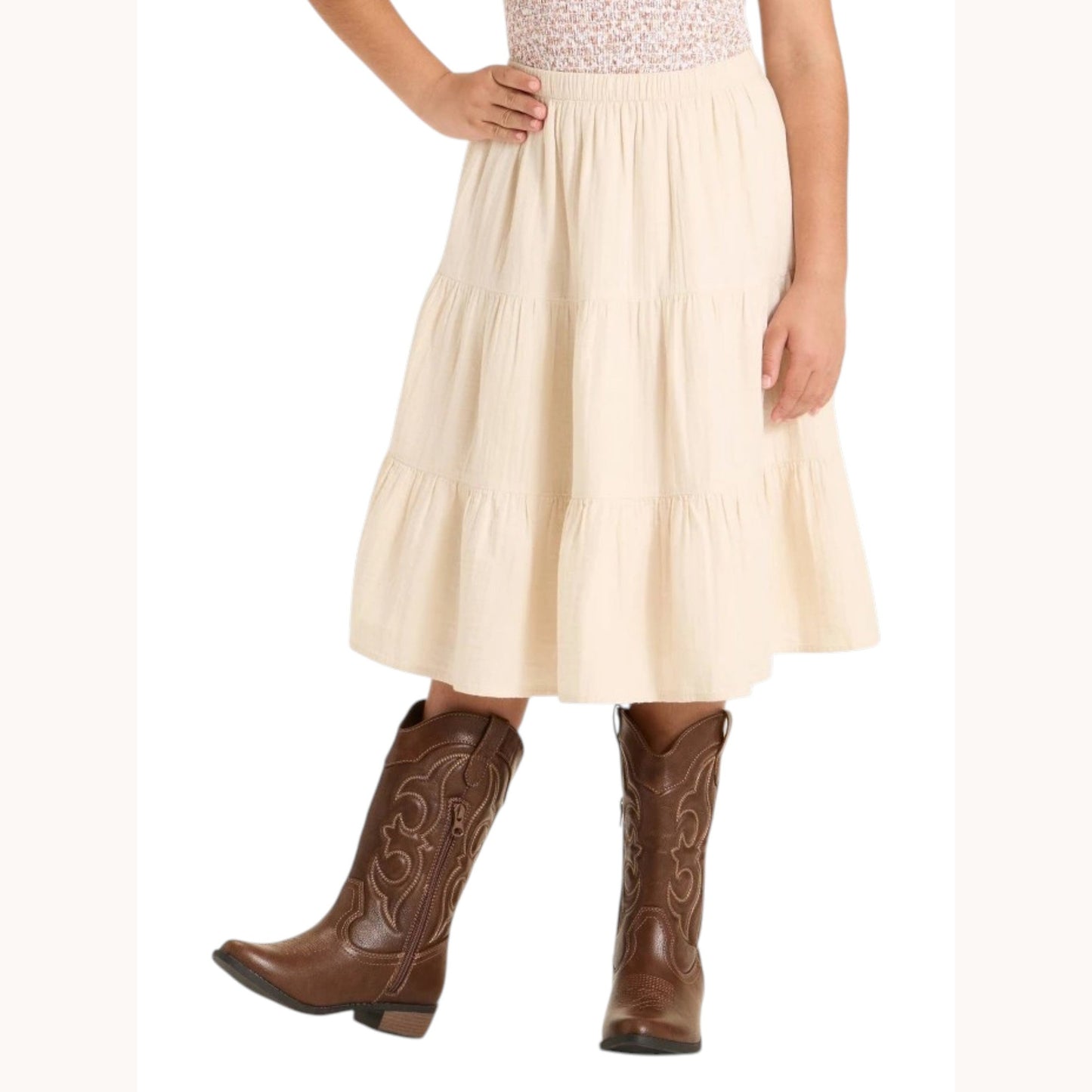 Kids Girl's Plain Skirt,Light Beige