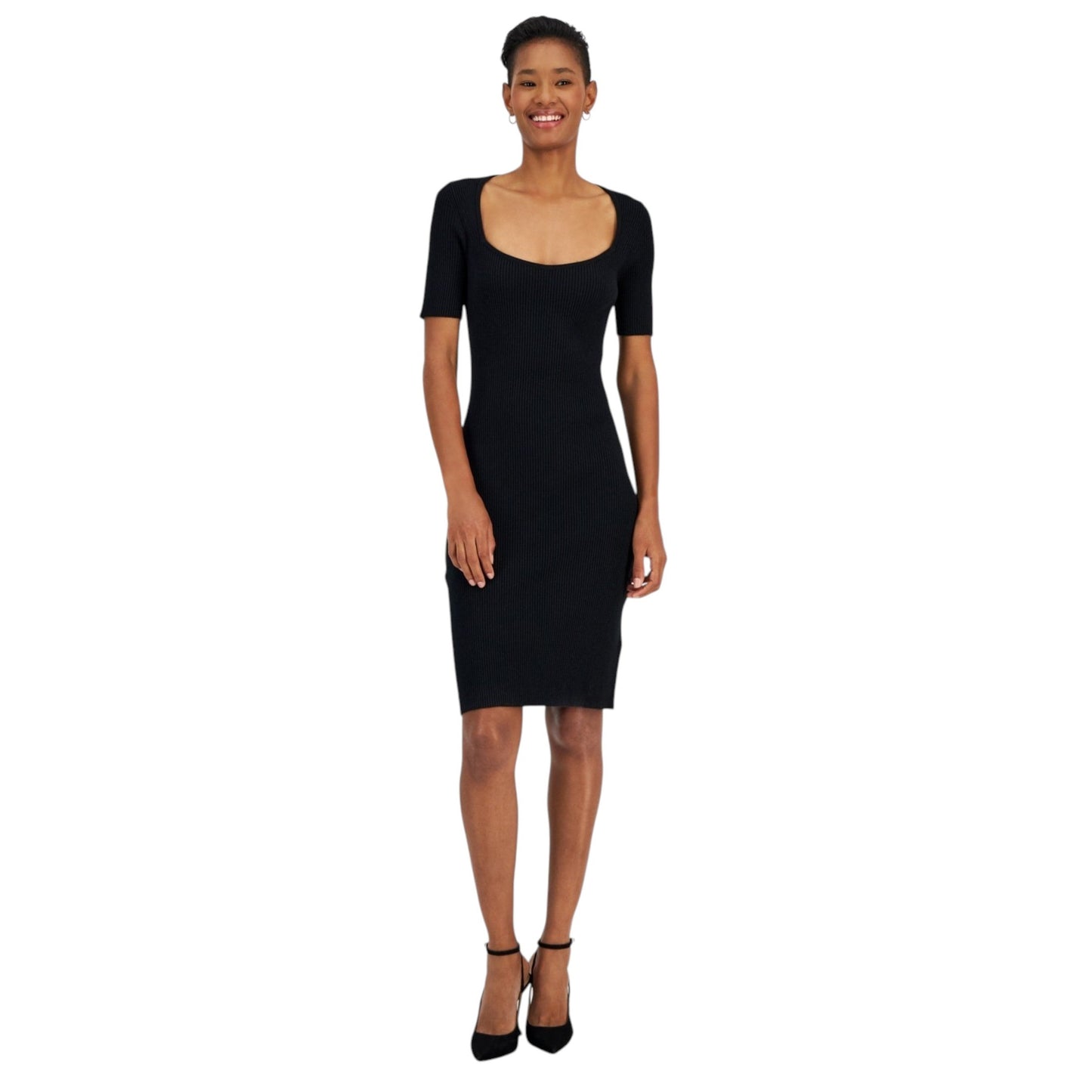 Women's Ribbed Dress,Black